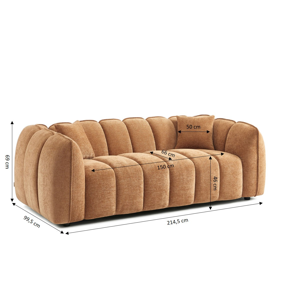 MATILDA 3-Seater Sofa (84") - Taupe