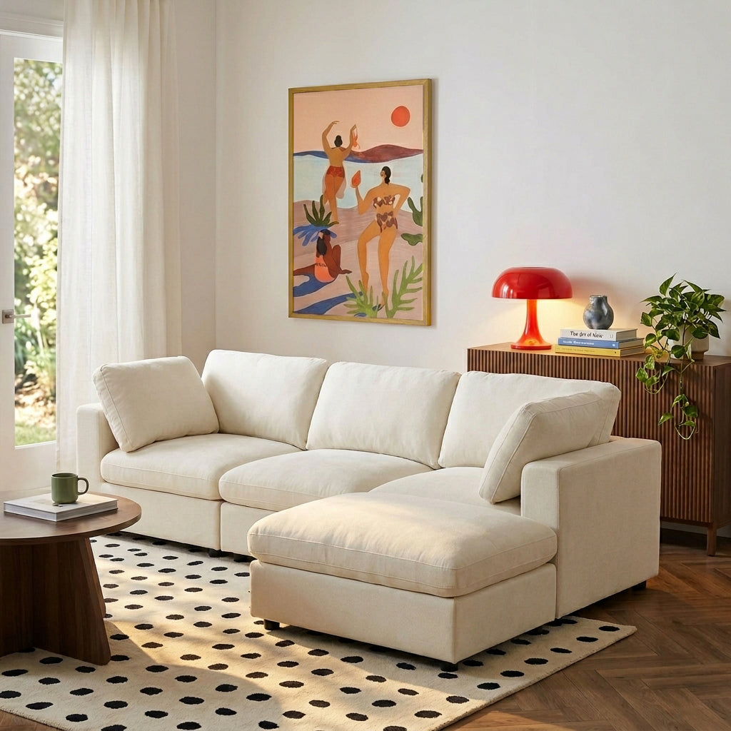 MIZAR Modular Sectional Sofa – Fabric 4-Seater Living Room Furniture
