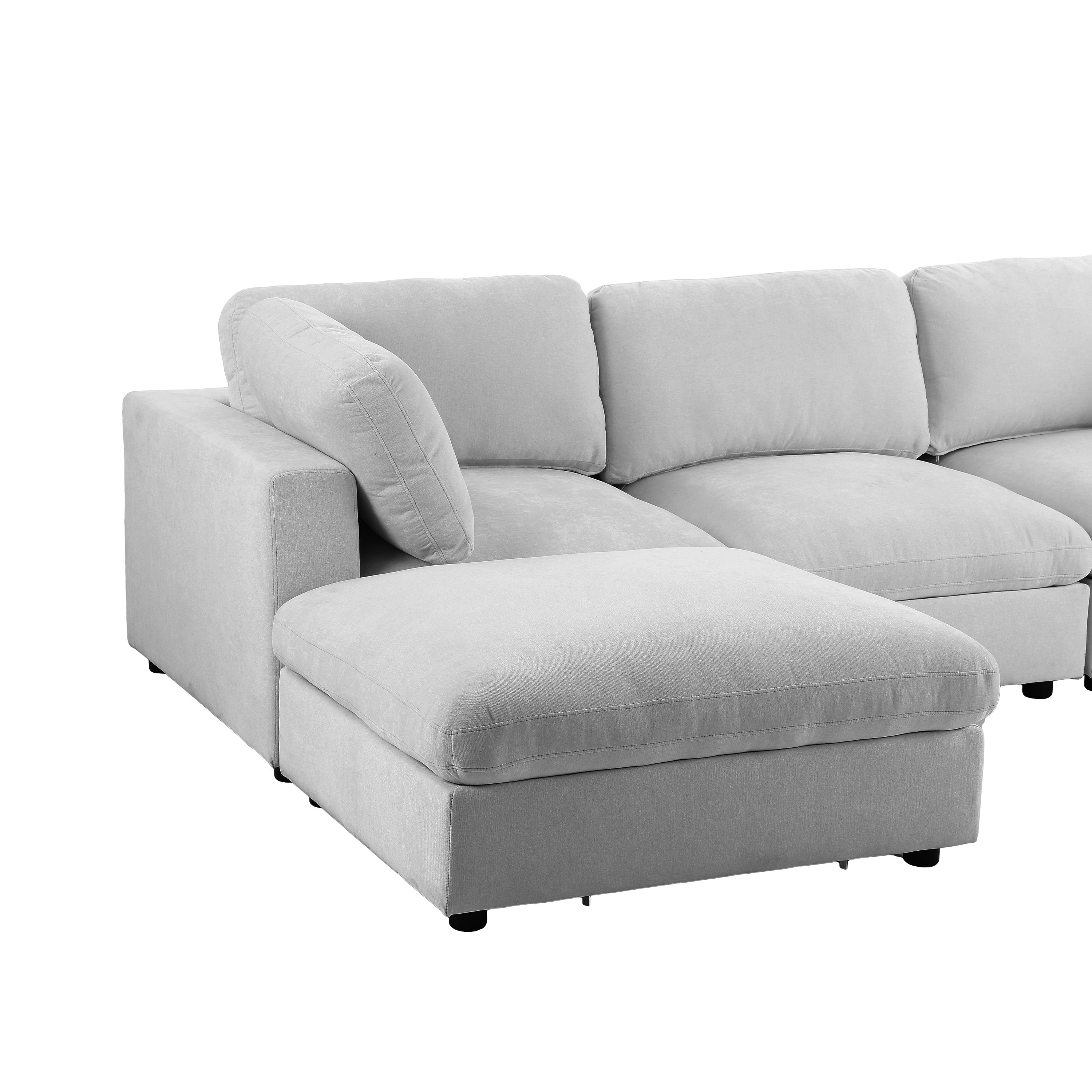Modular Corner Sofa Mizar 4 Seater Fabric Grey – Gray