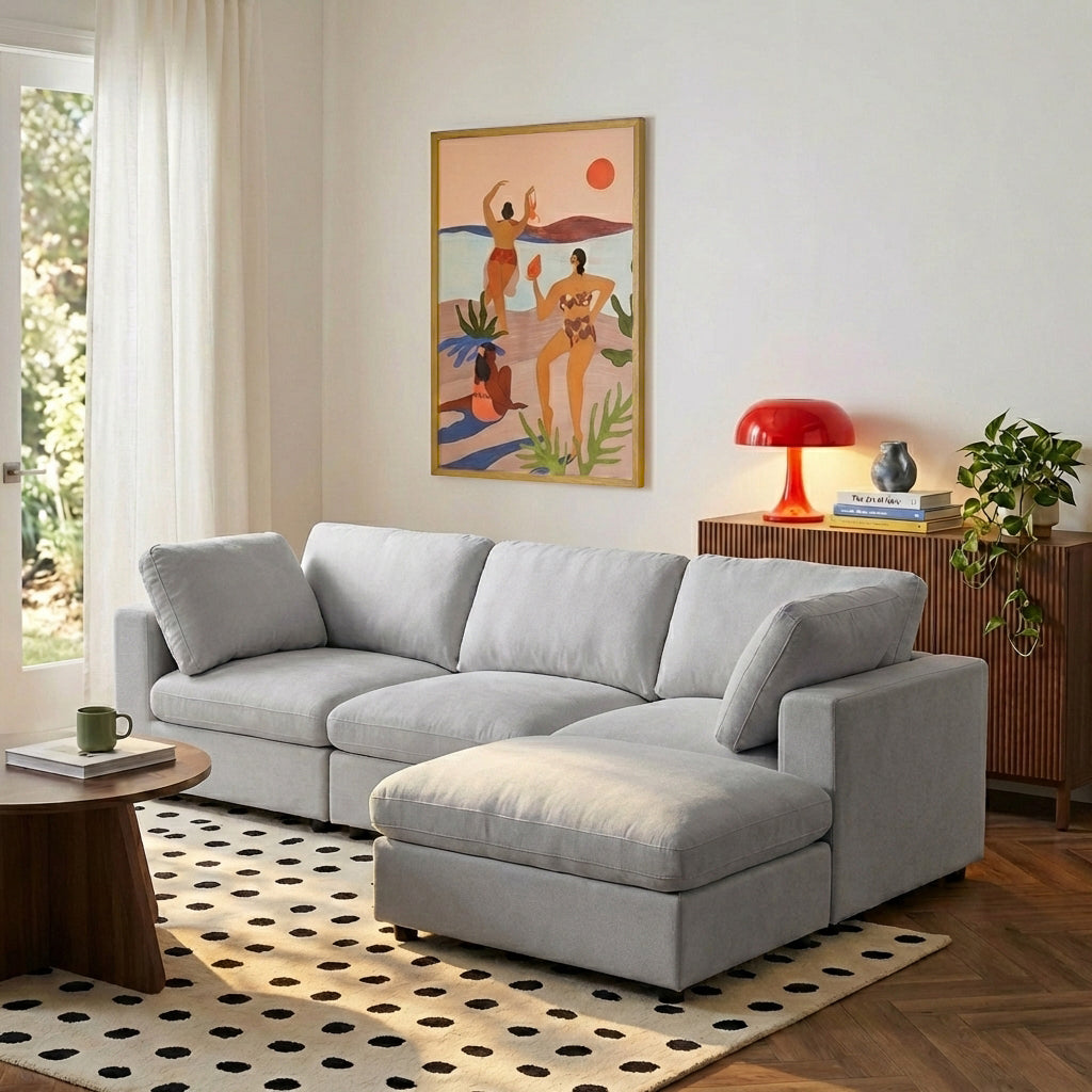 MIZAR Modular Sectional Sofa – Fabric 4-Seater Living Room Furniture