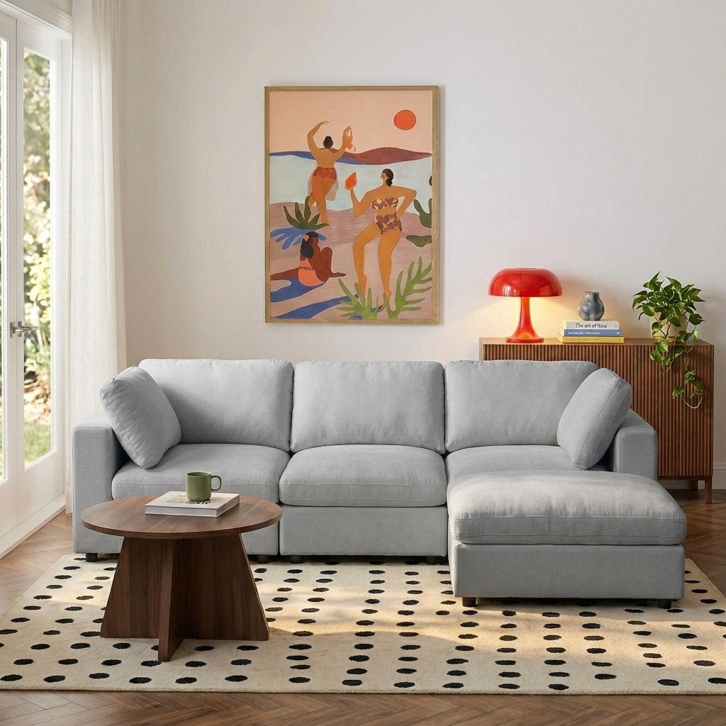 MIZAR Modular Sectional Sofa – Fabric 4-Seater Living Room Furniture