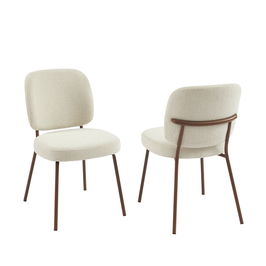 Set Of 2 Chairs Moe Fabric Wood-effect Legs - Beige