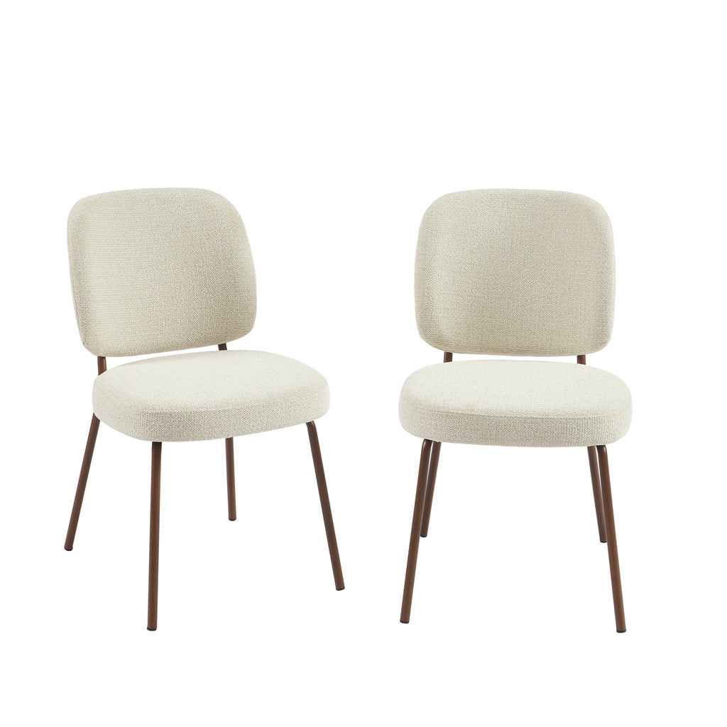 Set Of 2 Chairs Moe Fabric Beige Wood-effect Legs – Beige