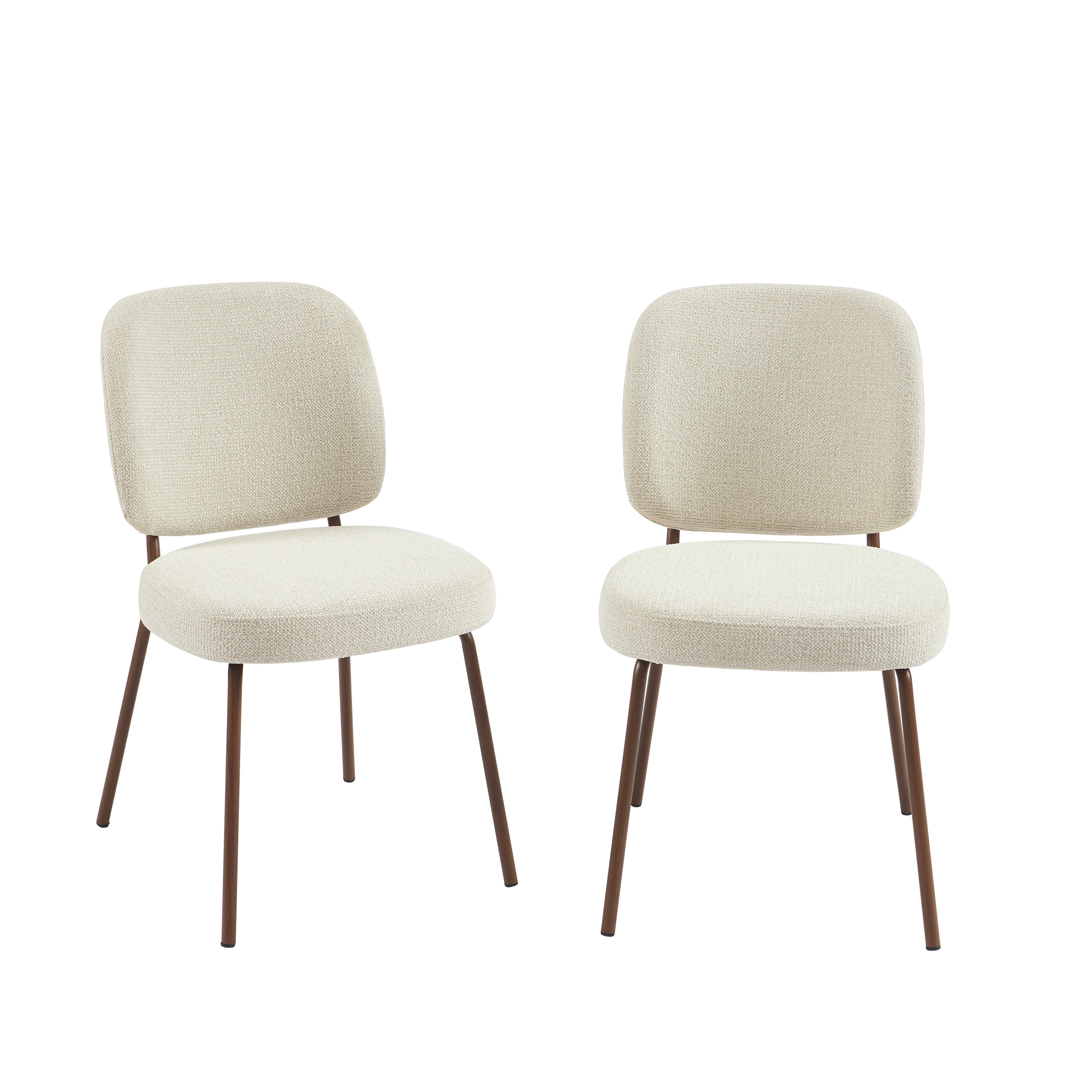 Set Of 2 Chairs Moe Fabric Beige Wood-effect Legs – Beige