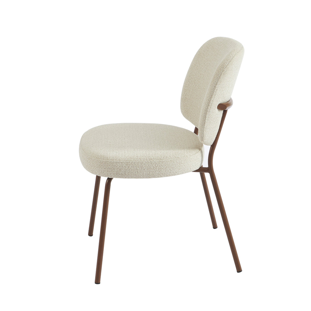 Set Of 2 Chairs Moe Fabric Beige Wood-effect Legs – Beige