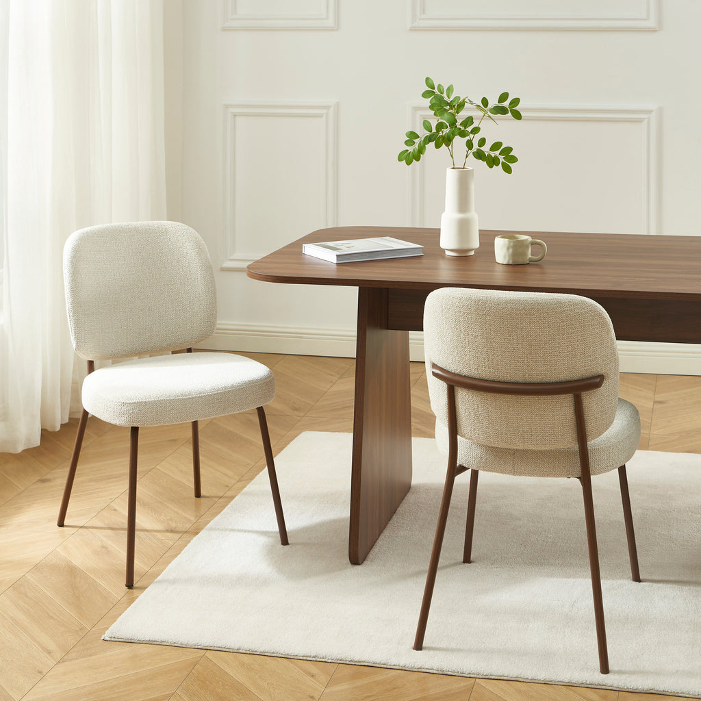 Set Of 2 Chairs Moe Fabric Beige Wood-effect Legs – Beige