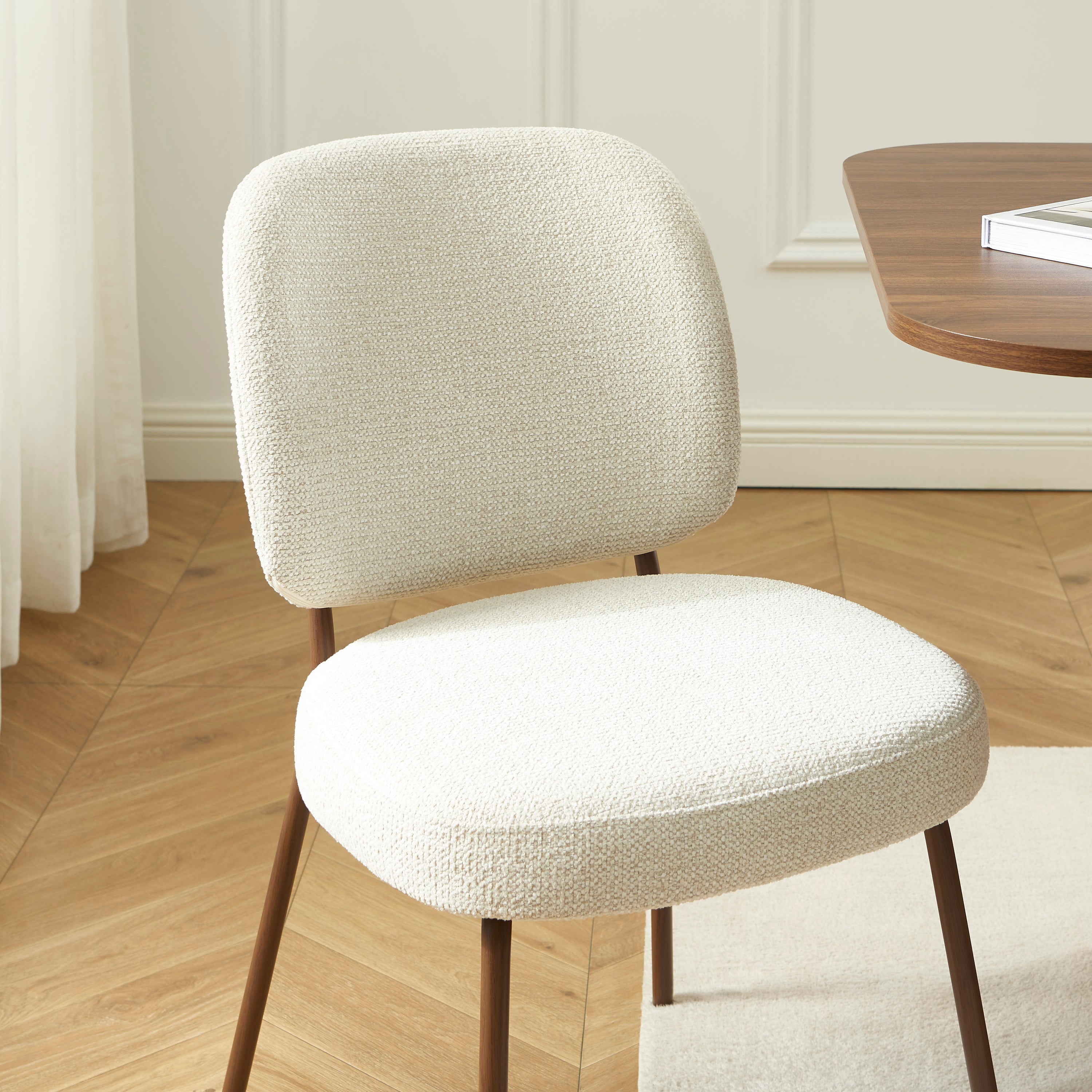 Set Of 2 Chairs Moe Fabric Beige Wood-effect Legs – Beige