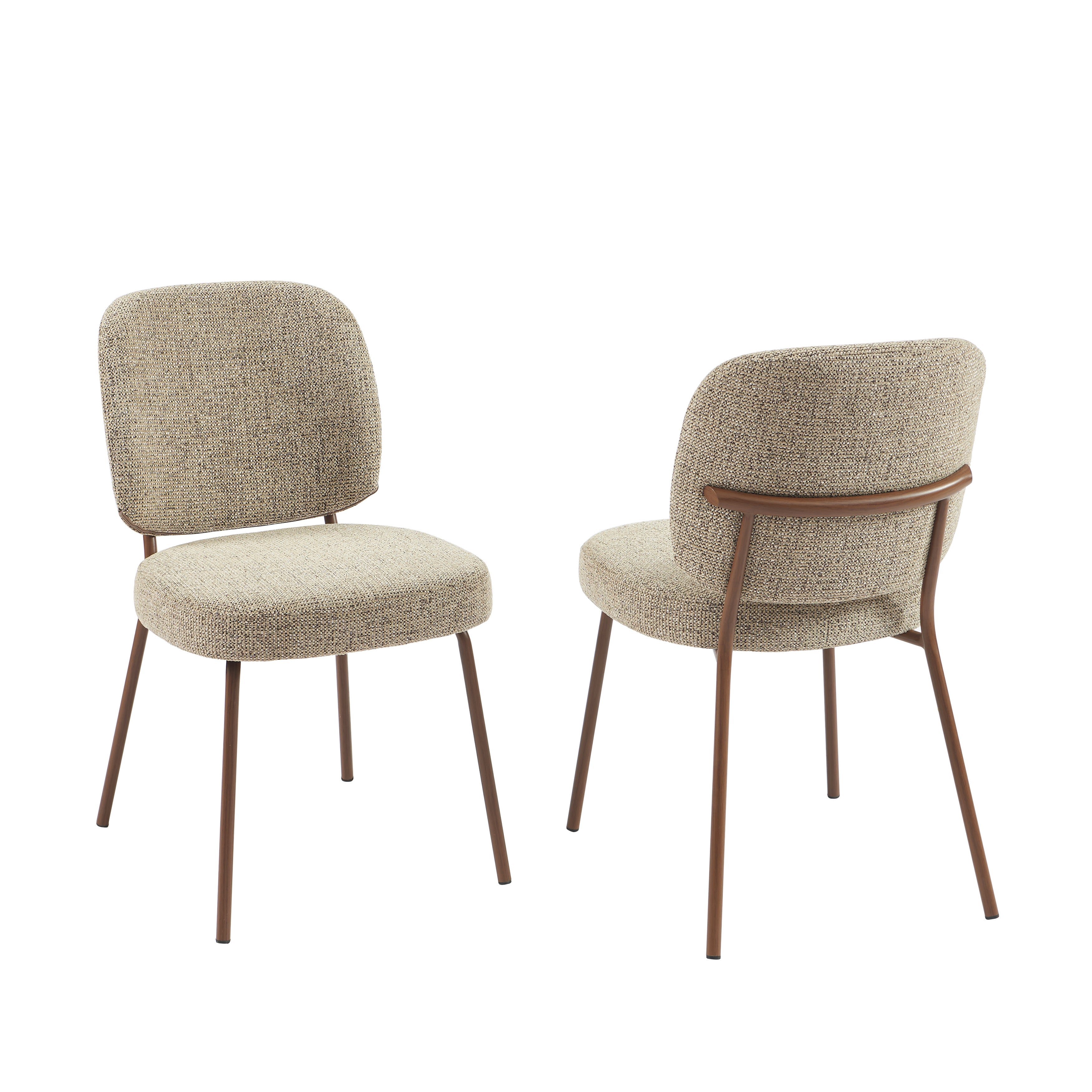 Set Of 2 Chairs Moe Fabric Wood-effect Legs - Brown