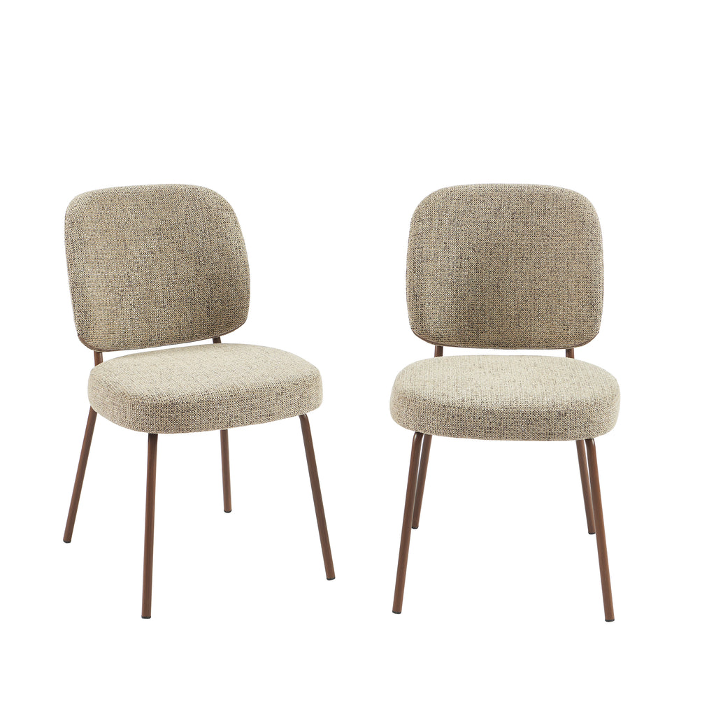 Set Of 2 Chairs Moe Fabric Wood-effect Legs - Brown