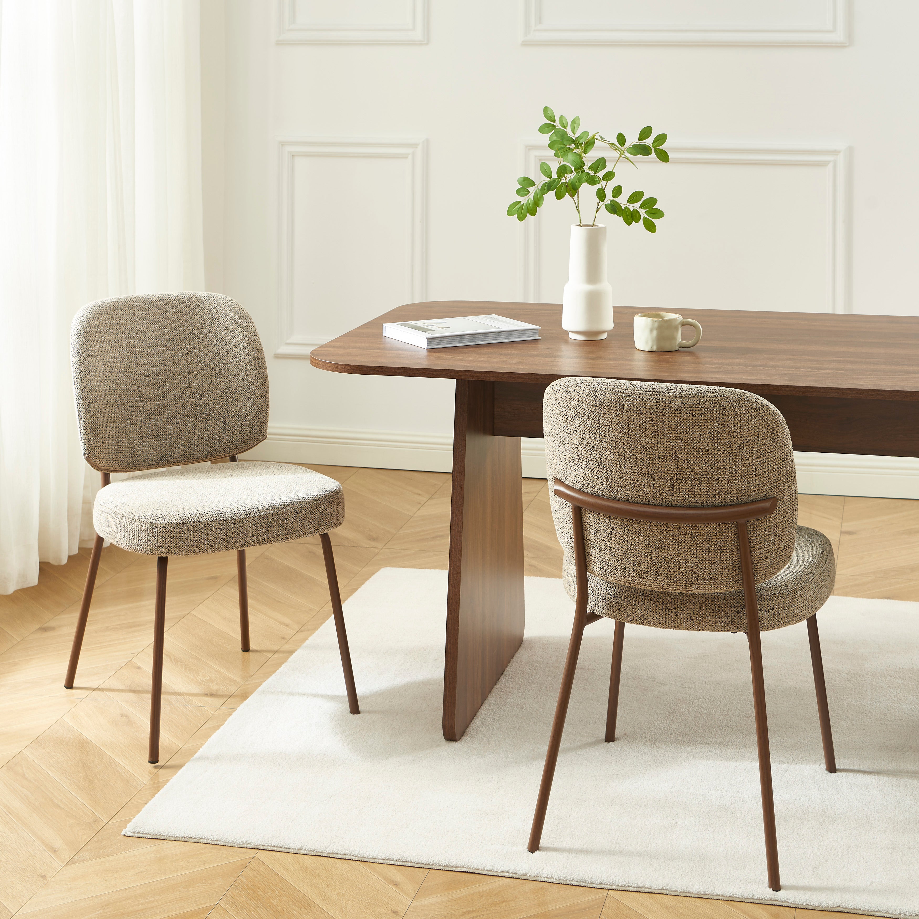 Set Of 2 Chairs Moe Fabric Wood-effect Legs - Brown