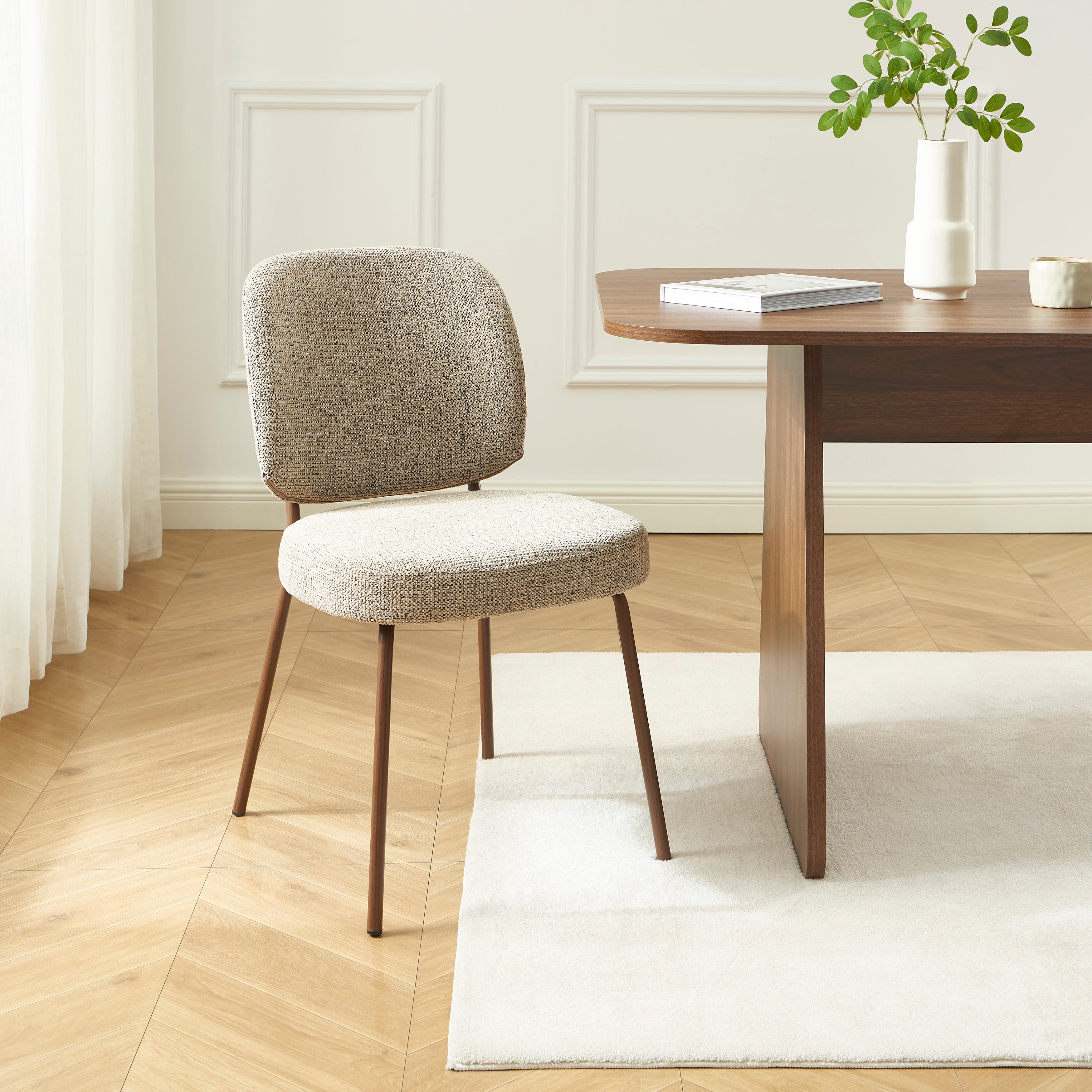 Set Of 2 Chairs Moe Fabric Wood-effect Legs - Brown