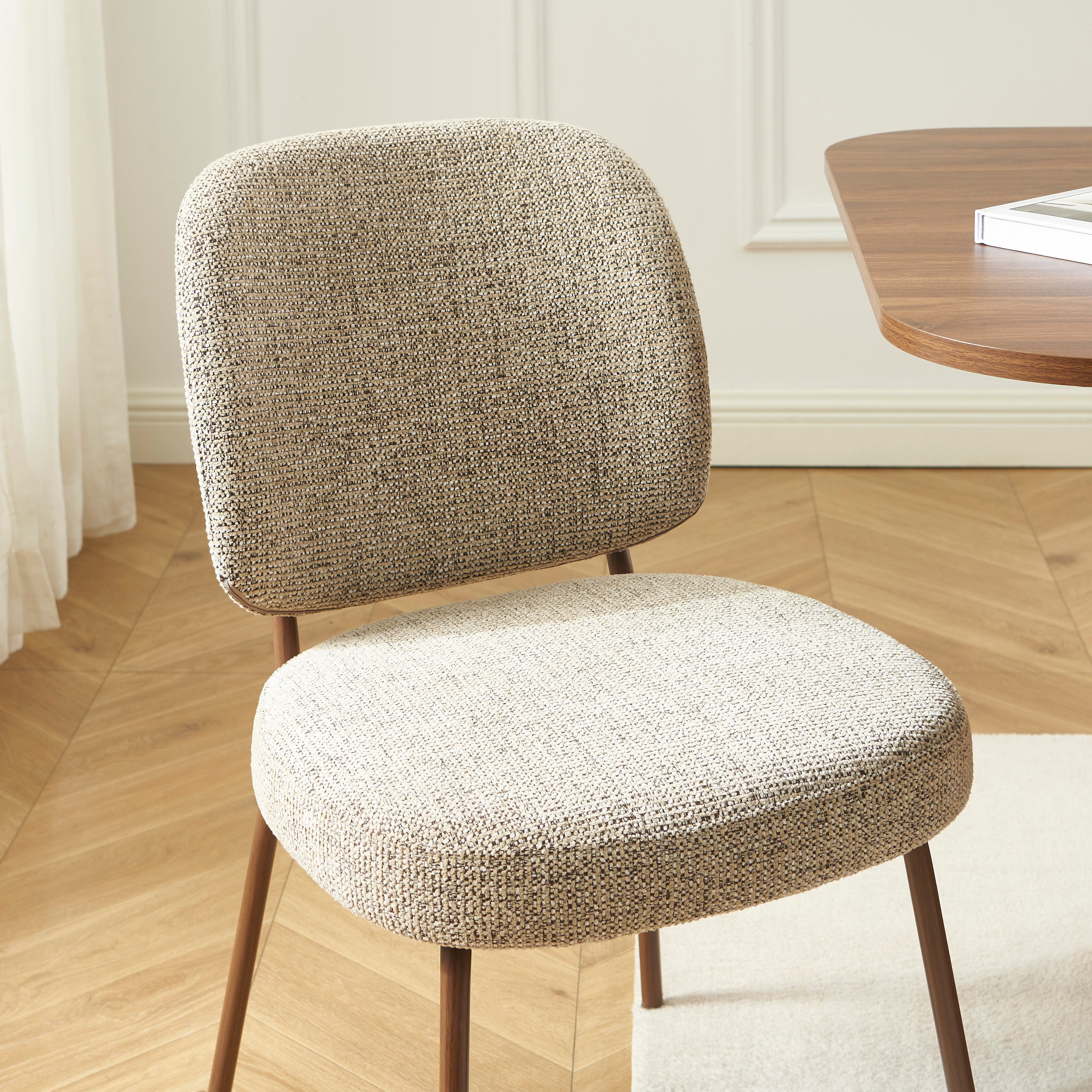 Set Of 2 Chairs Moe Fabric Wood-effect Legs - Brown