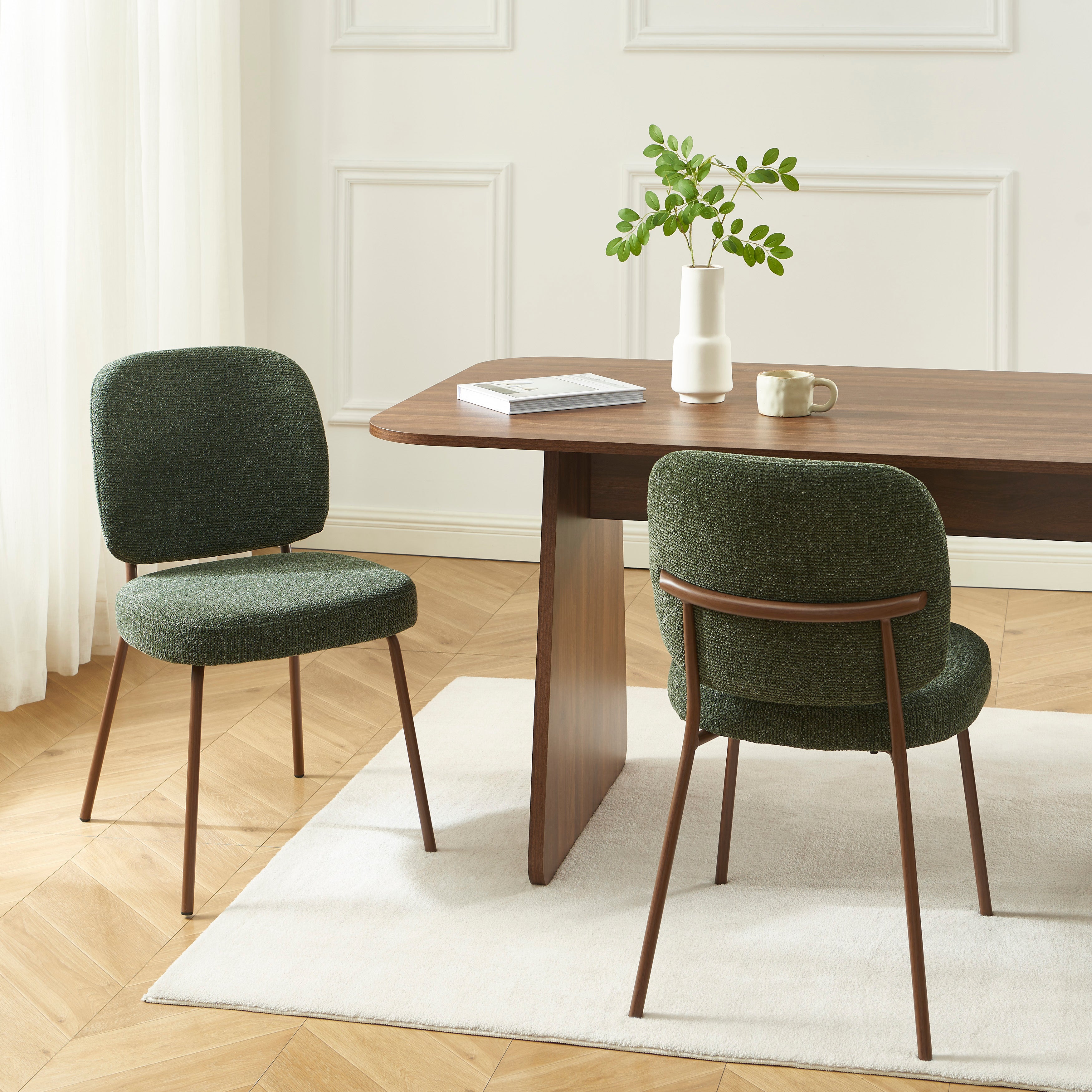 Set Of 2 Chairs Moe Fabric Wood-effect Legs - Green