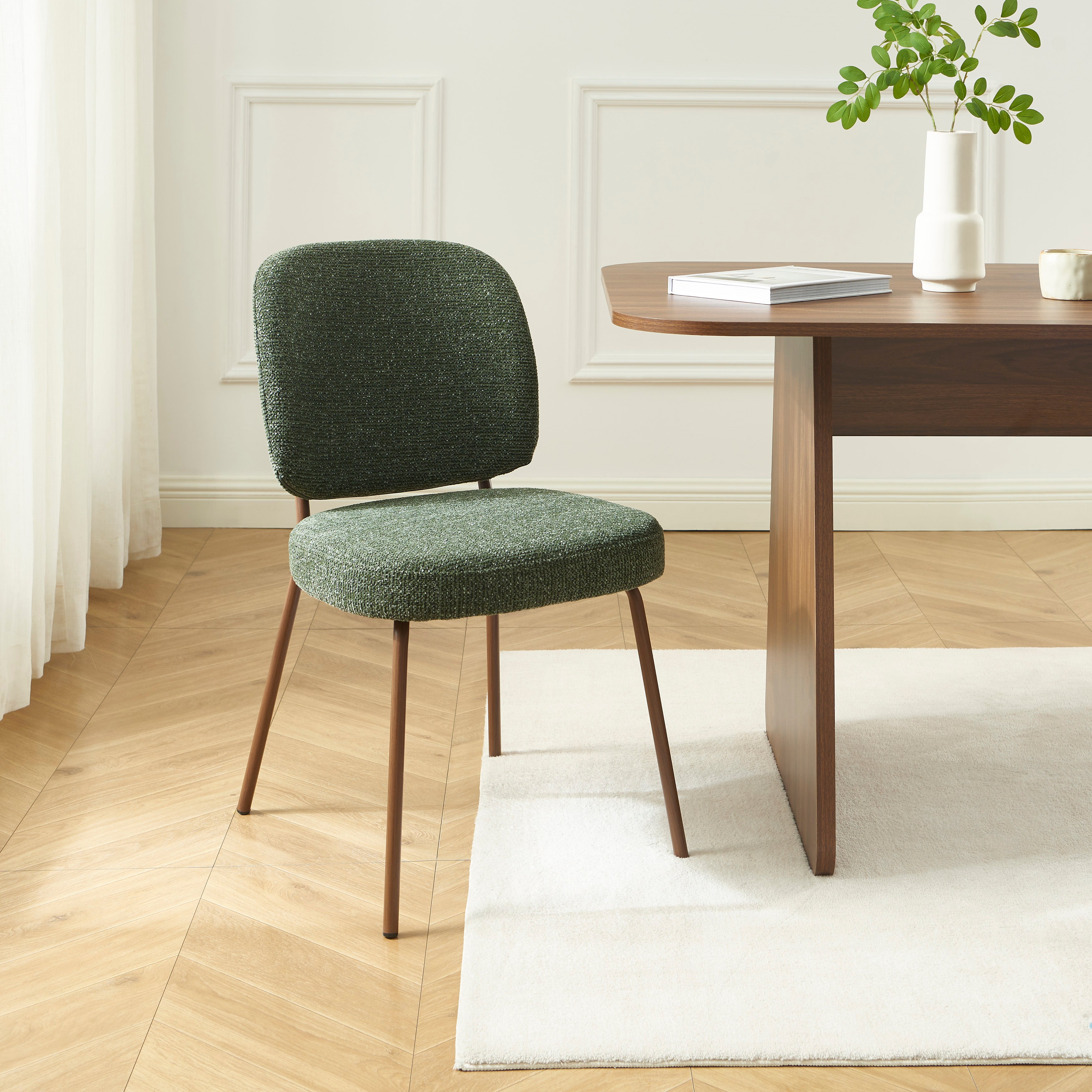 Set Of 2 Chairs Moe Fabric Wood-effect Legs - Green