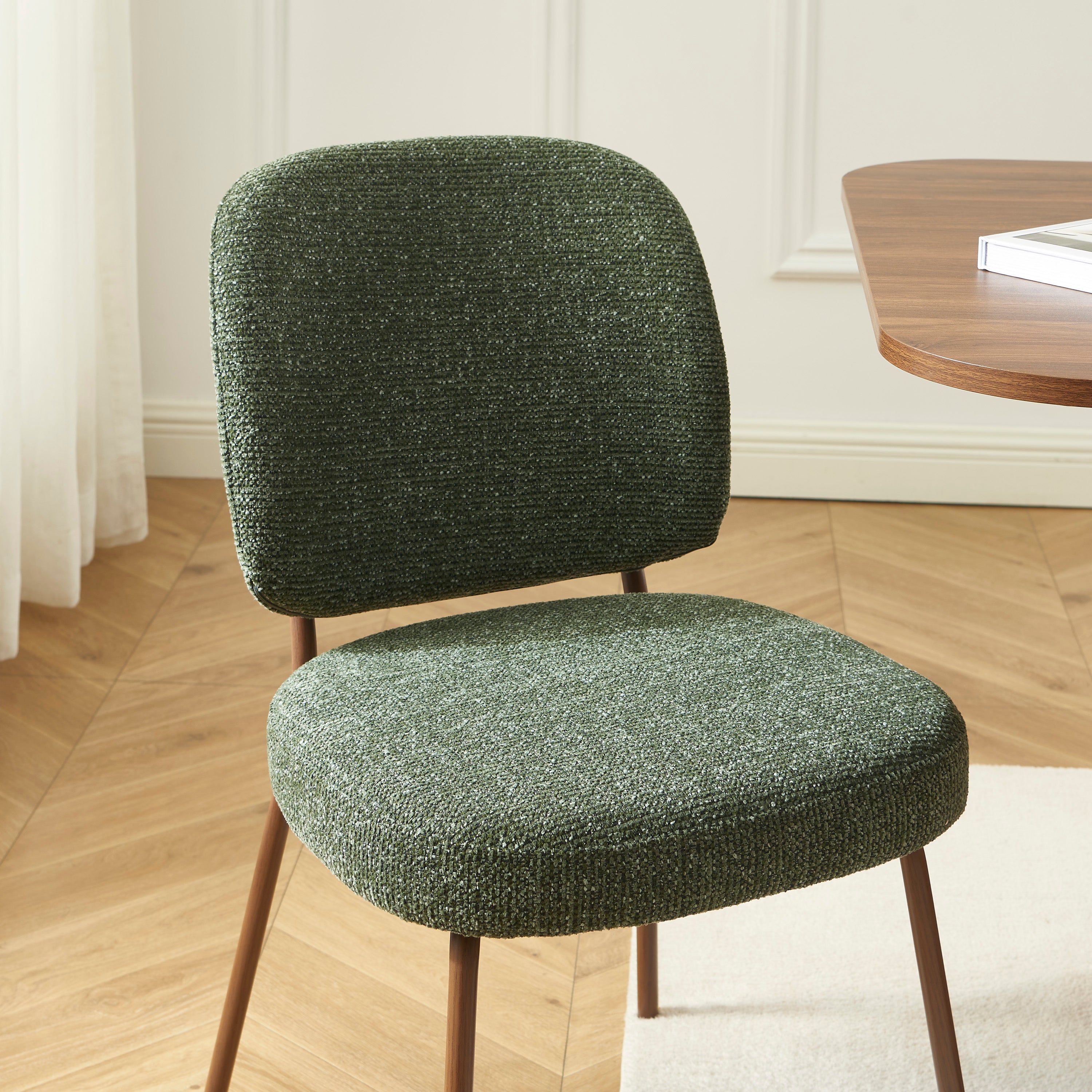 Set Of 2 Chairs Moe Fabric Wood-effect Legs - Green
