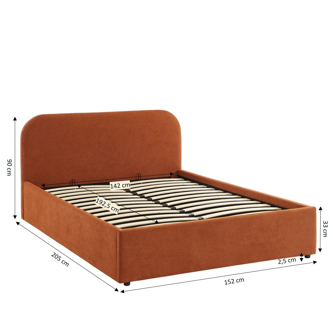 MOKA Upholstered Storage Bed with Slatted Base