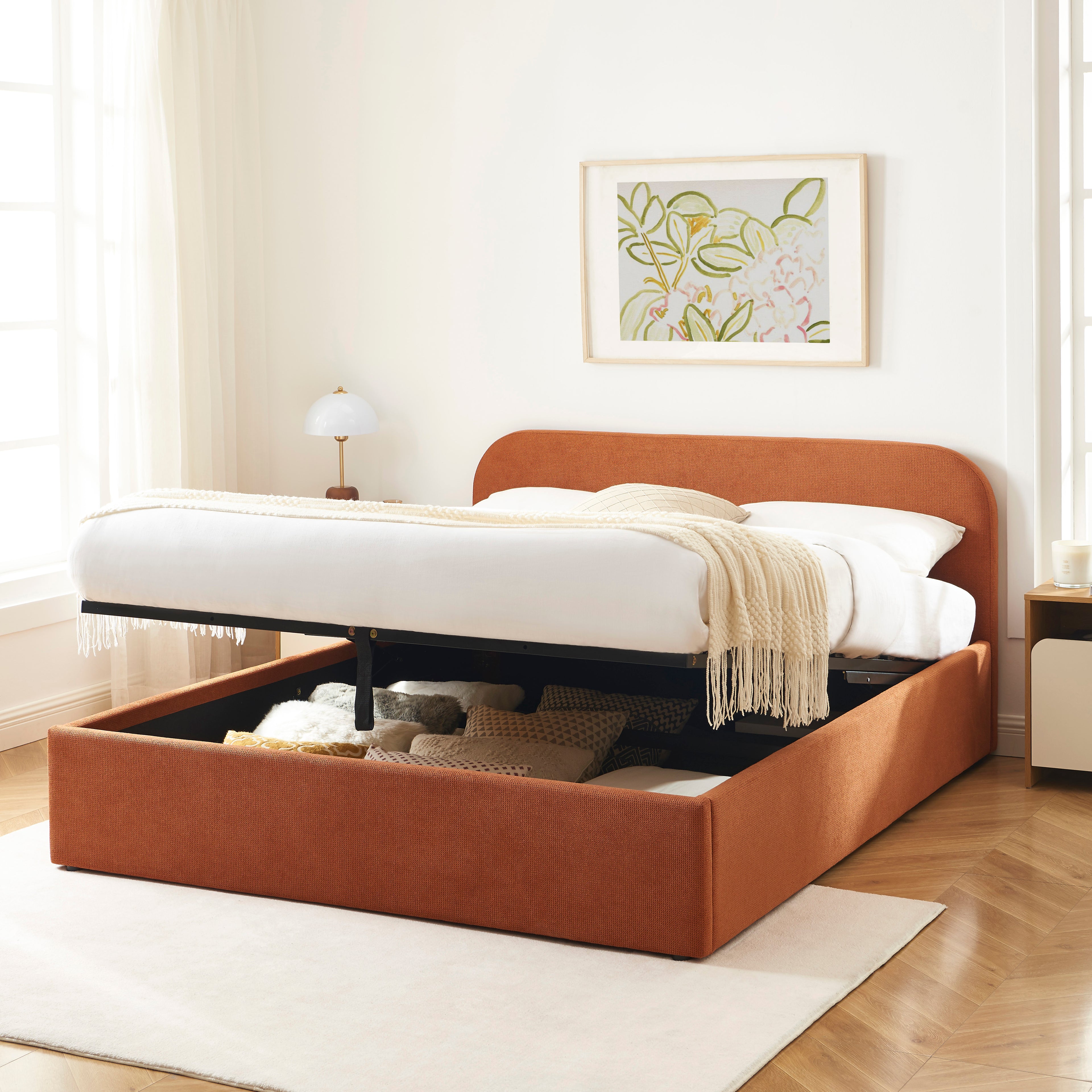 MOKA Upholstered Storage Bed with Slatted Base