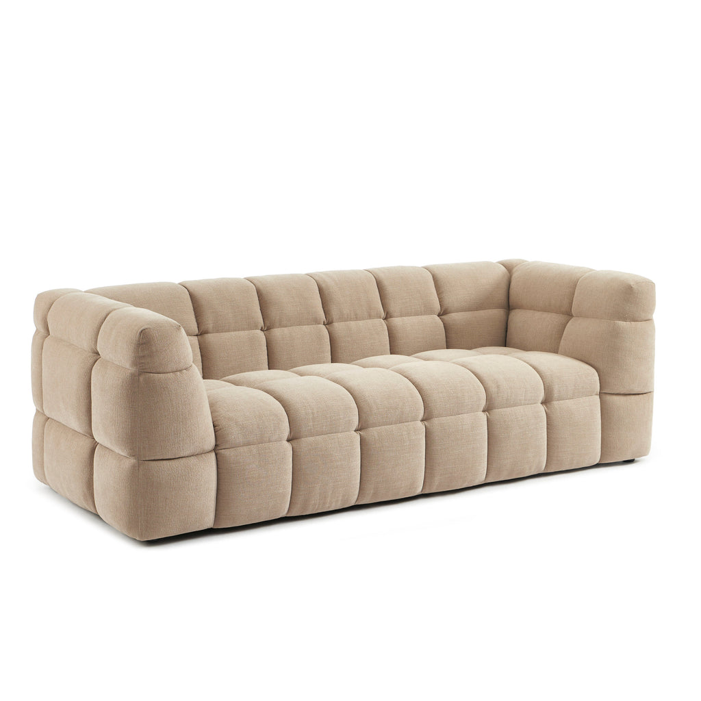 MOODY 3-Seater Straight Sofa – Linen Fabric - Beige
