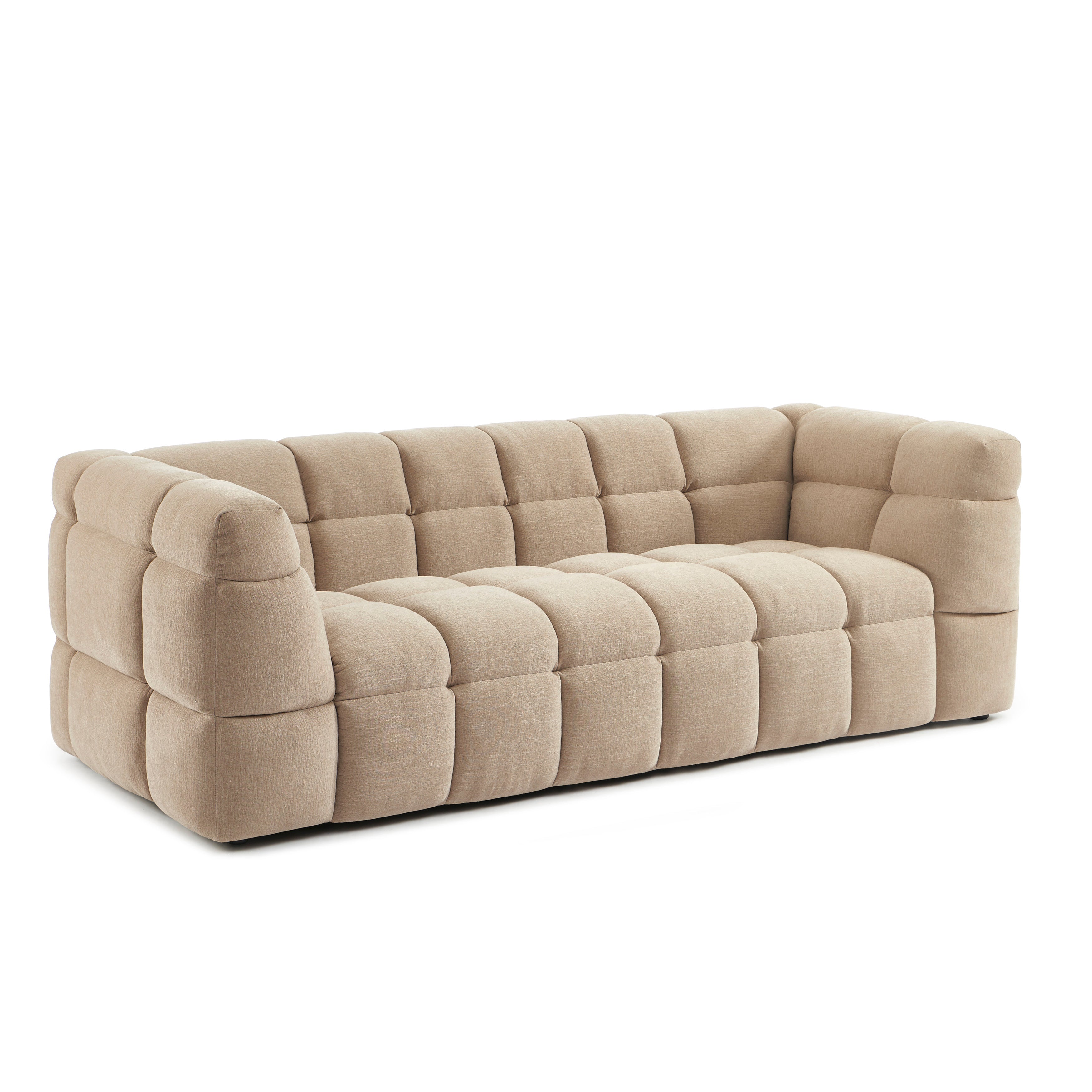 MOODY 3-Seater Straight Sofa – Linen Fabric - Beige