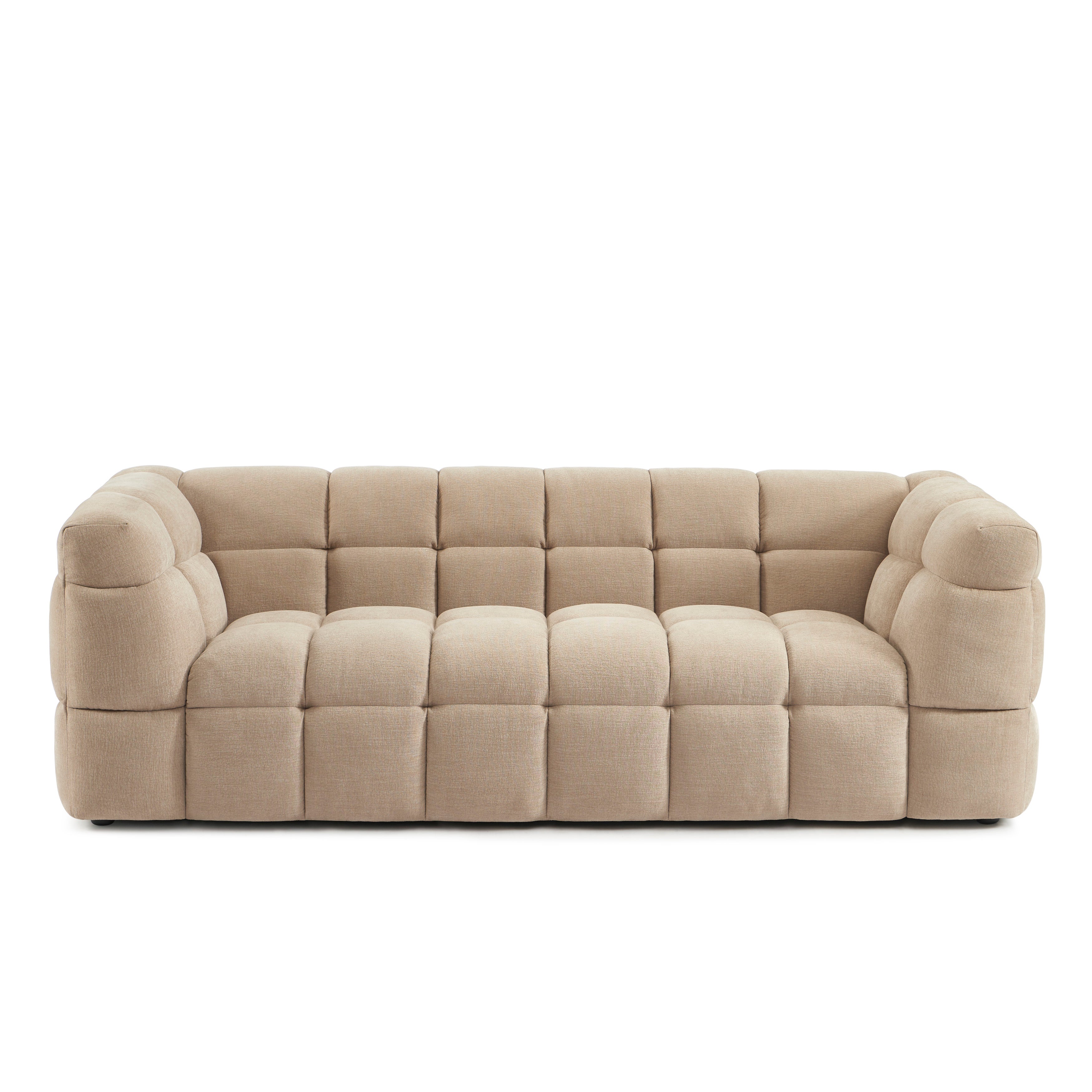 MOODY 3-Seater Straight Sofa – Linen Fabric - Beige