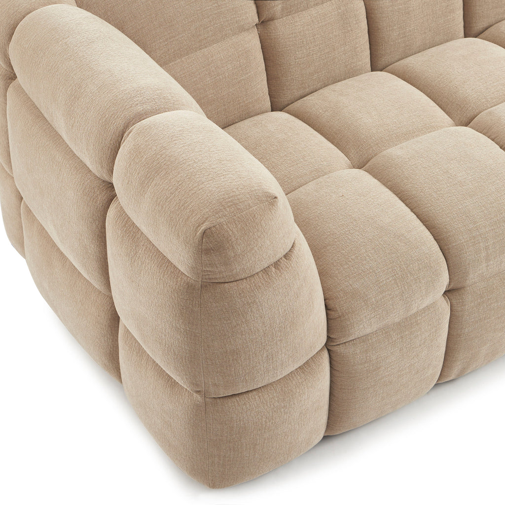 MOODY 3-Seater Straight Sofa – Linen Fabric - Beige