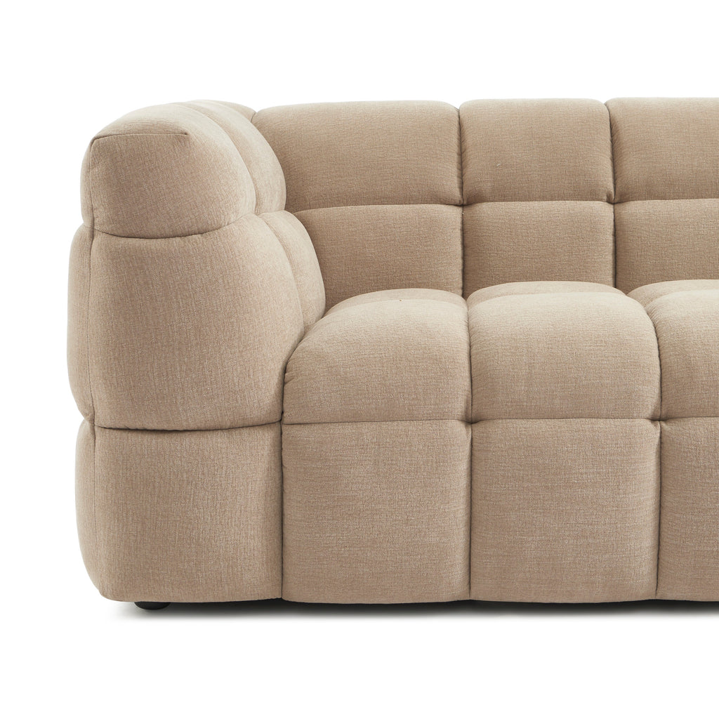 MOODY 3-Seater Straight Sofa – Linen Fabric - Beige