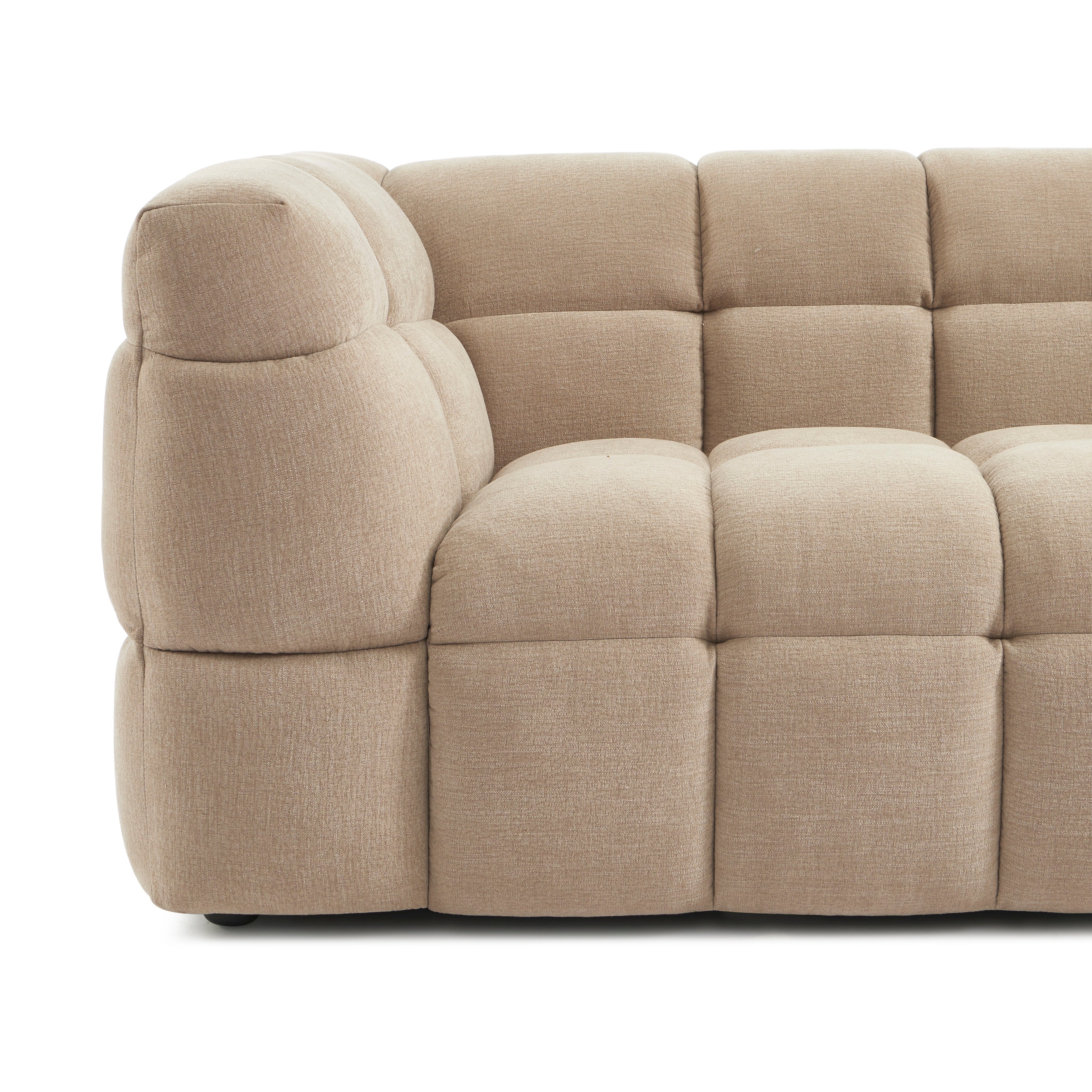 MOODY 3-Seater Straight Sofa – Linen Fabric - Beige