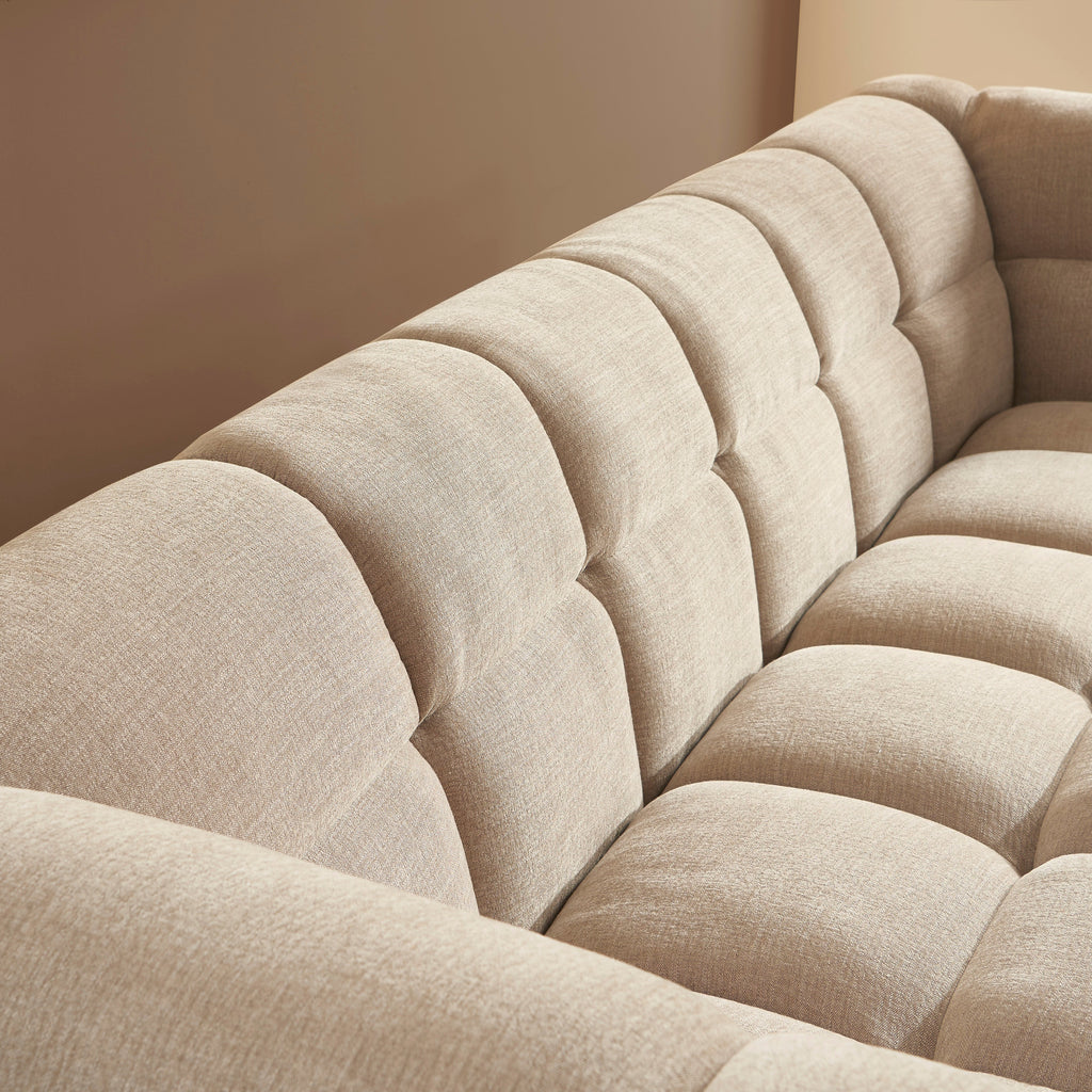 MOODY 3-Seater Straight Sofa – Linen Fabric - Beige