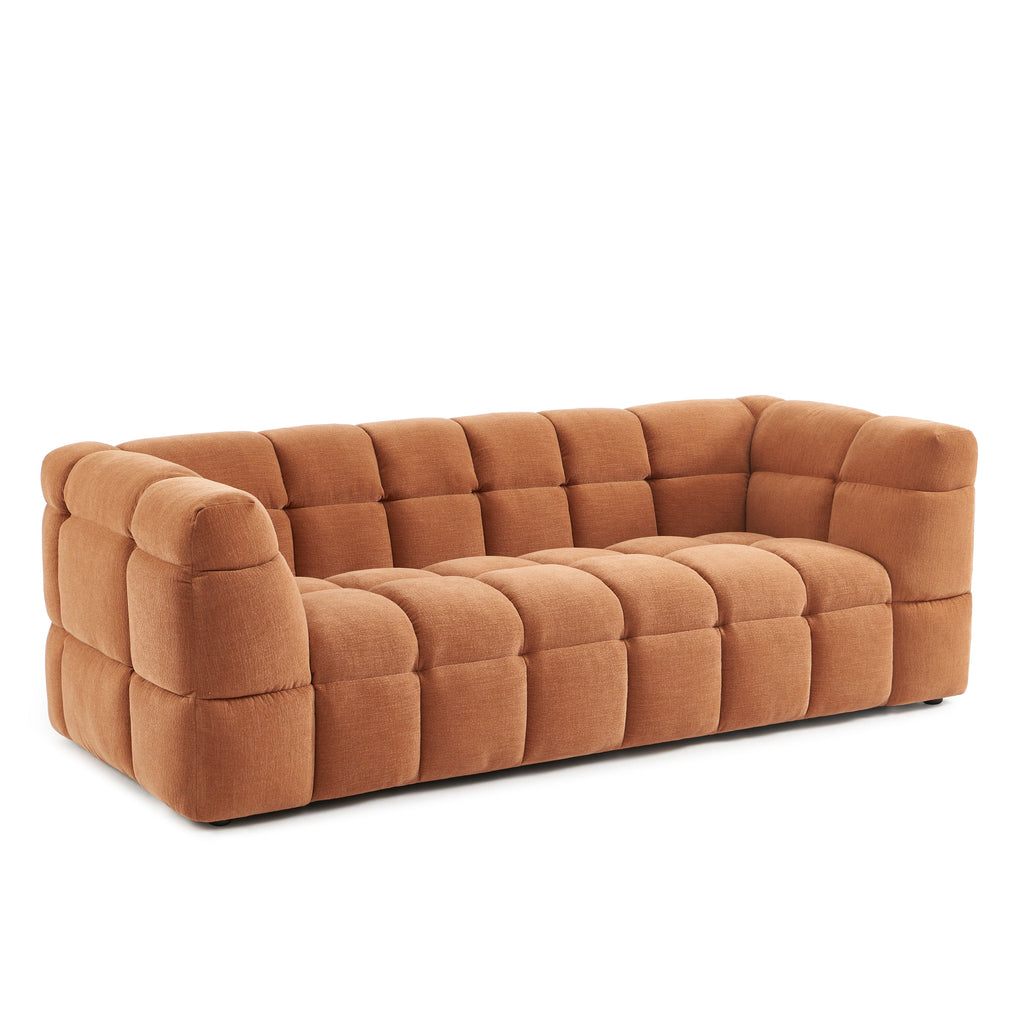 MOODY 3-Seater Straight Sofa – Linen Fabric - Terracotta