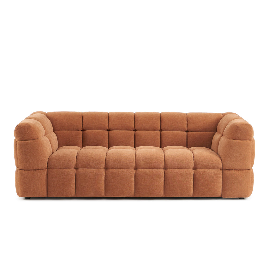 MOODY 3-Seater Straight Sofa – Linen Fabric - Terracotta