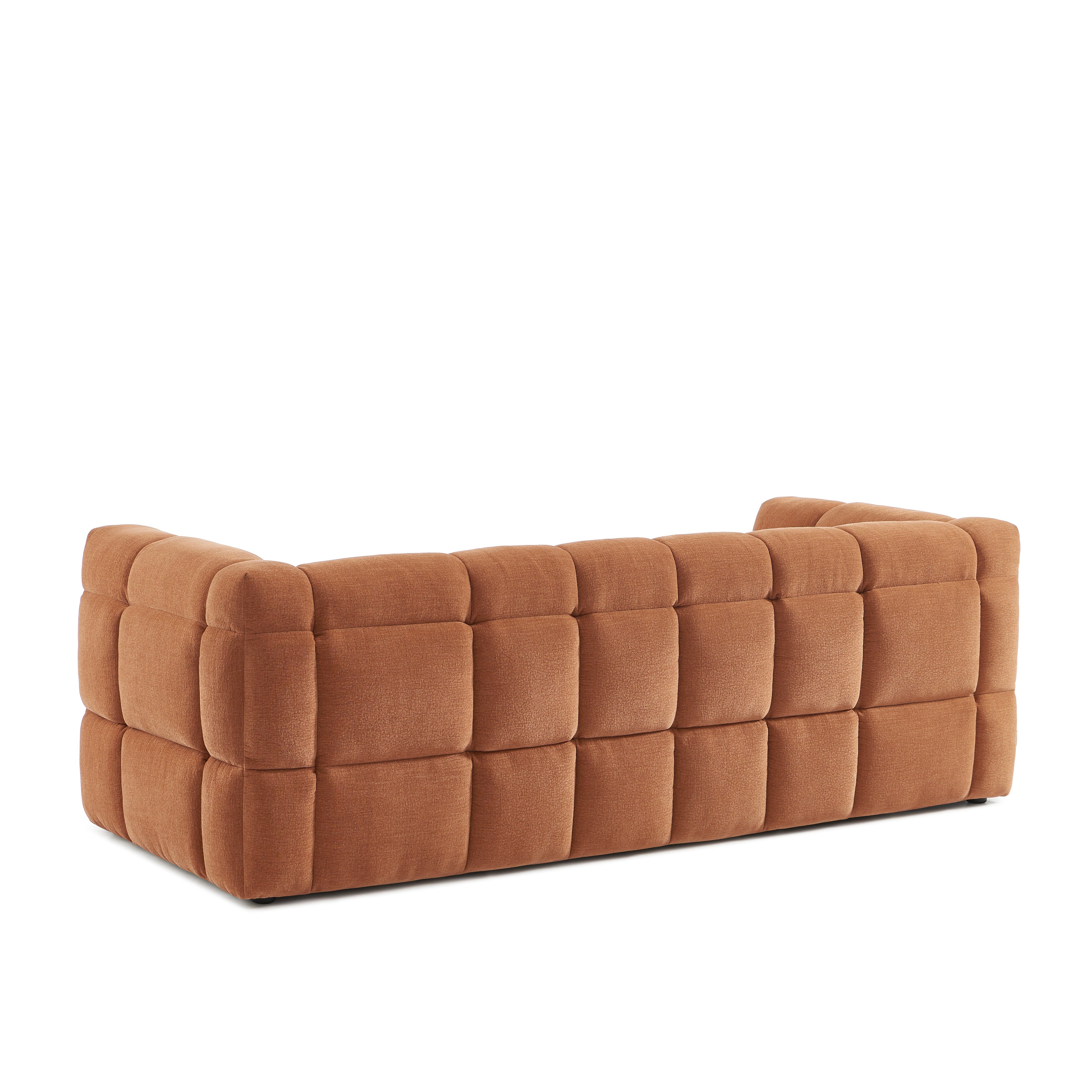 MOODY 3-Seater Straight Sofa – Linen Fabric - Terracotta