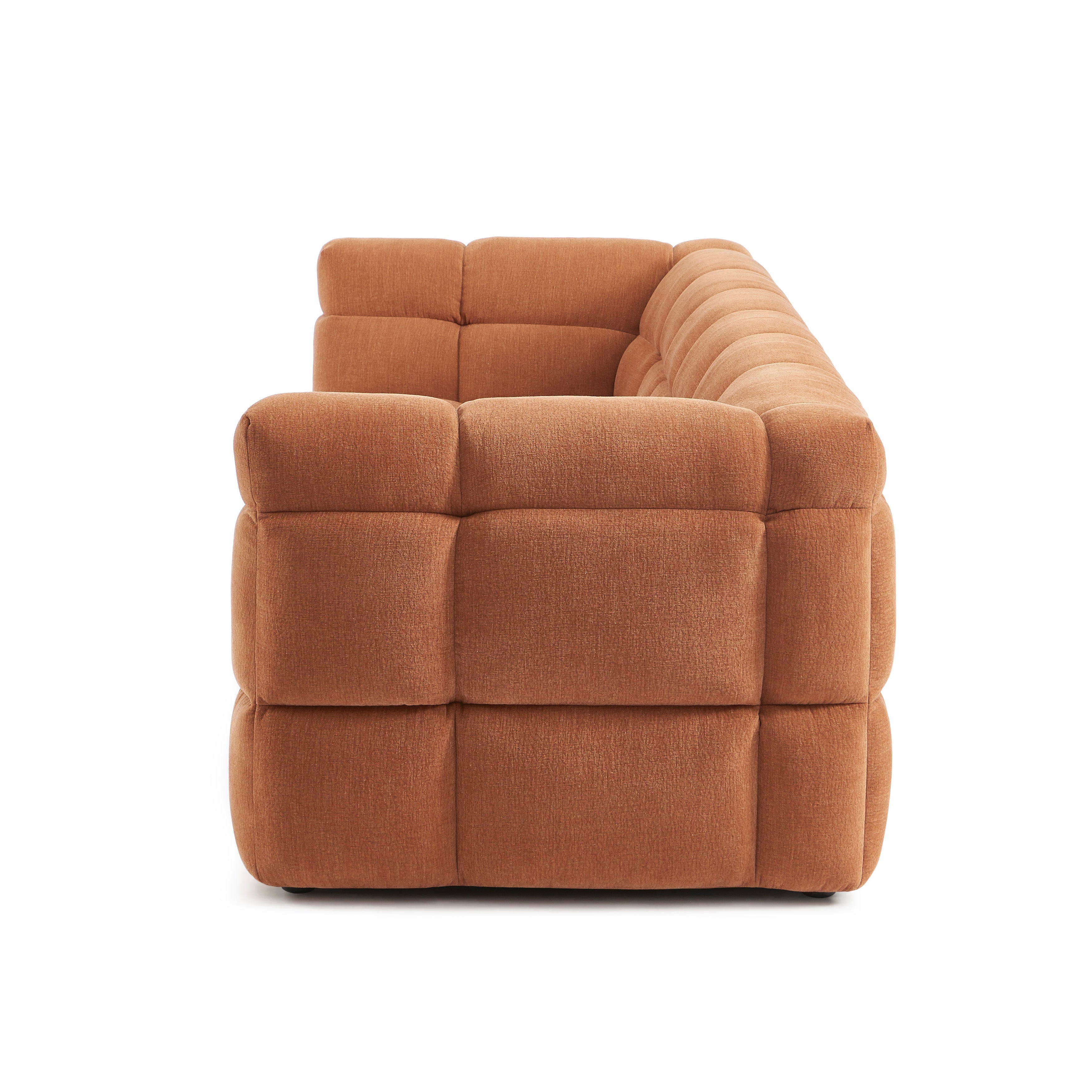MOODY 3-Seater Straight Sofa – Linen Fabric - Terracotta