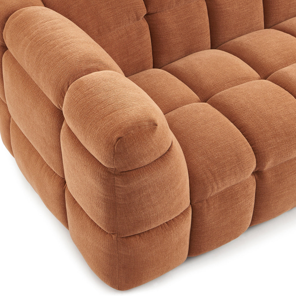 MOODY 3-Seater Straight Sofa – Linen Fabric - Terracotta