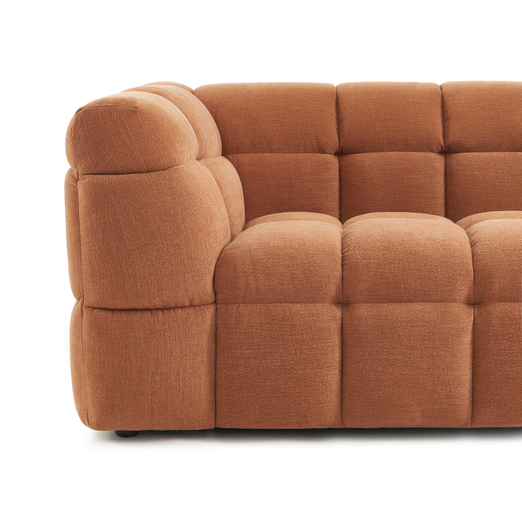 MOODY 3-Seater Straight Sofa – Linen Fabric - Terracotta