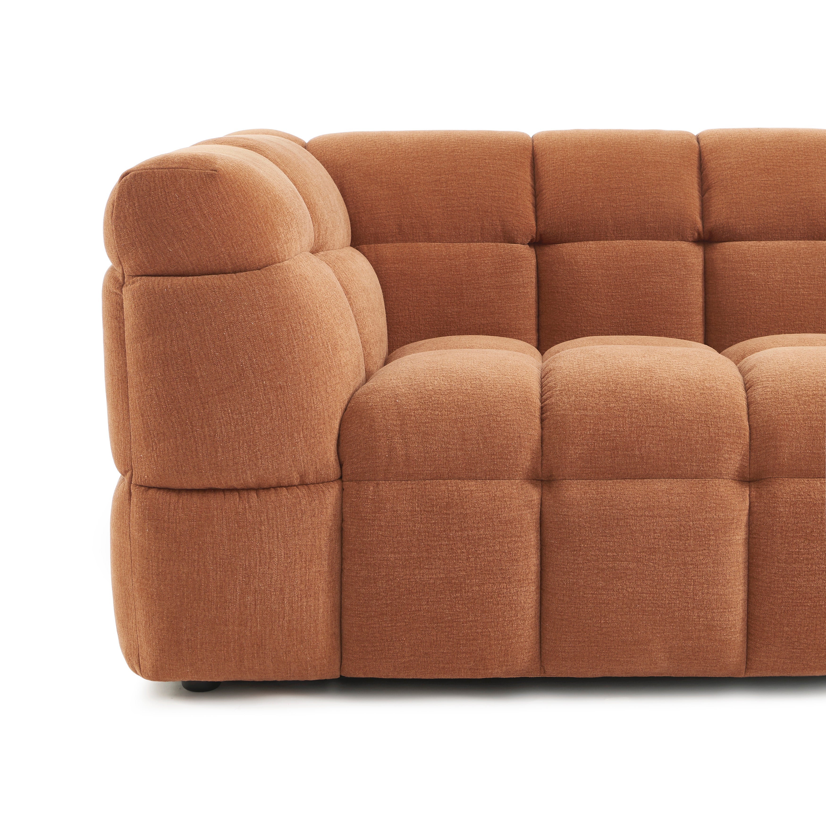 MOODY 3-Seater Straight Sofa – Linen Fabric - Terracotta