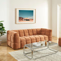 MOODY 3-Seater Straight Sofa – Linen Fabric - Terracotta