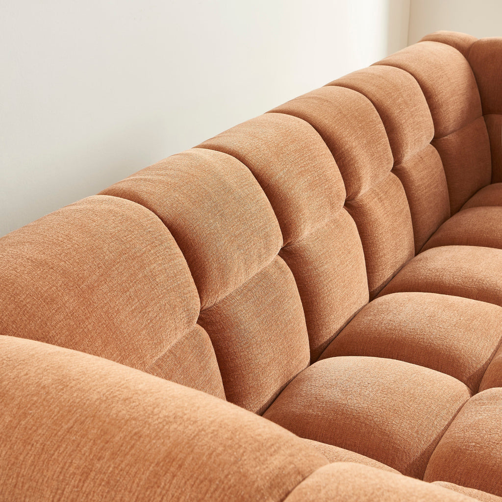 MOODY 3-Seater Straight Sofa – Linen Fabric - Terracotta