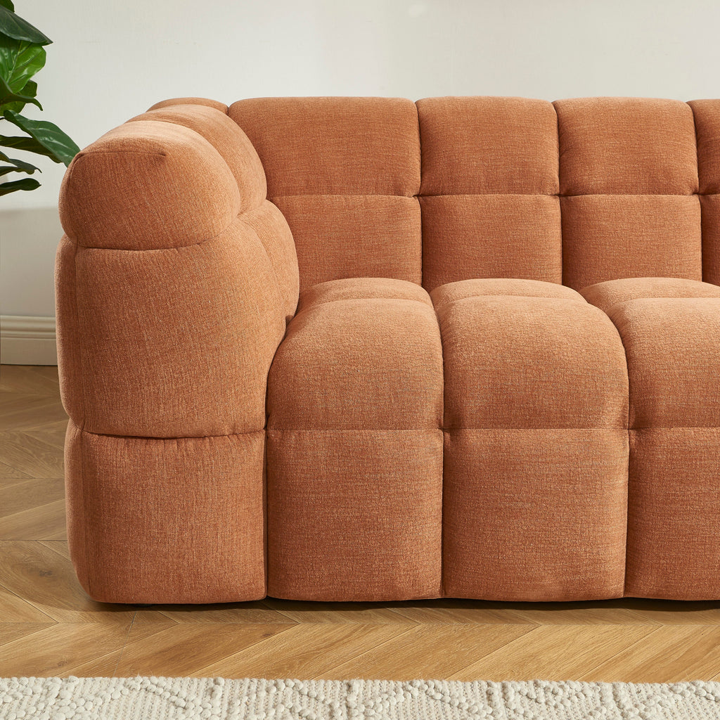 MOODY 3-Seater Straight Sofa – Linen Fabric - Terracotta