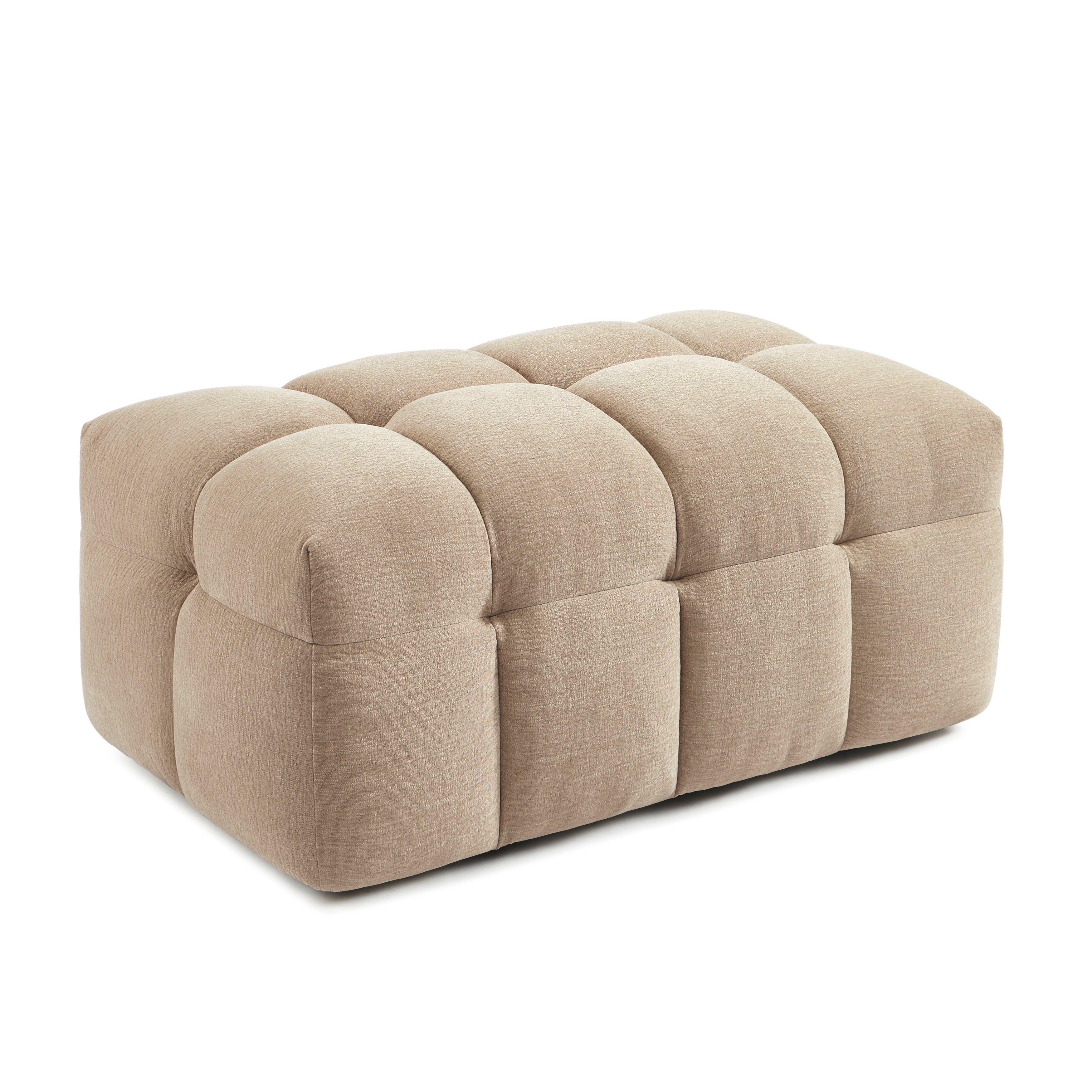 MOODY Chenille Fabric Pouf – Beige