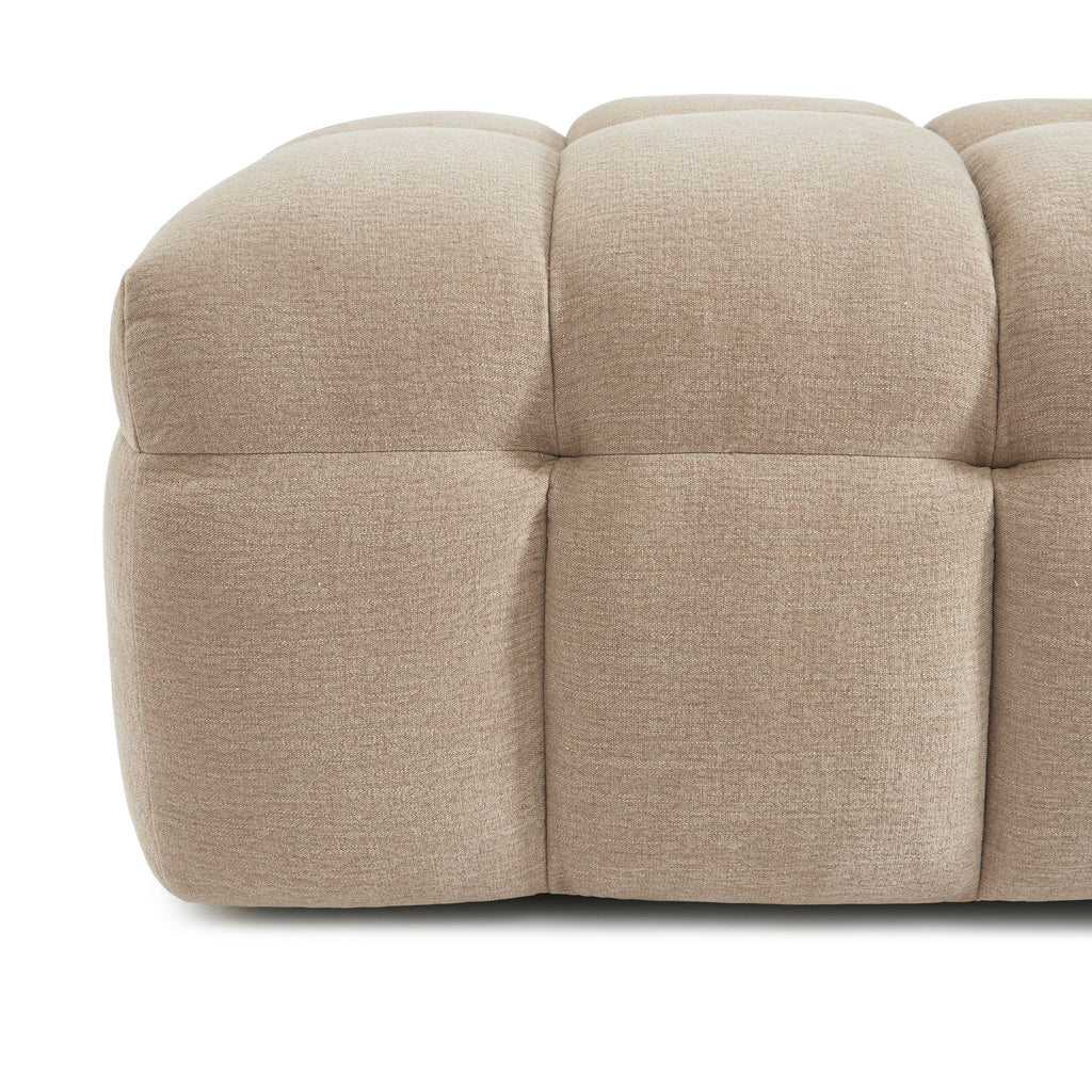 MOODY Chenille Fabric Pouf – Off - Beige