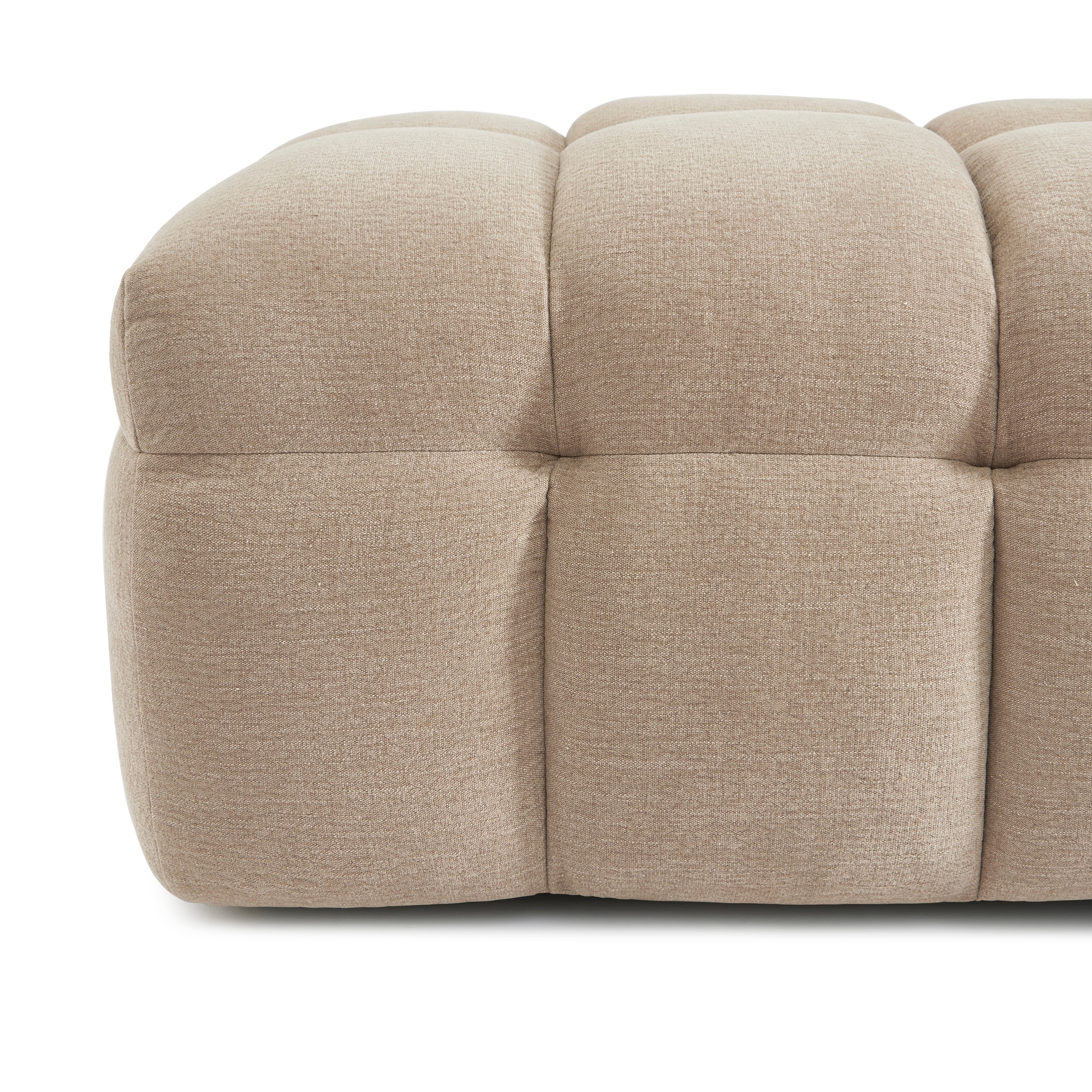 MOODY Chenille Fabric Pouf – Off - Beige