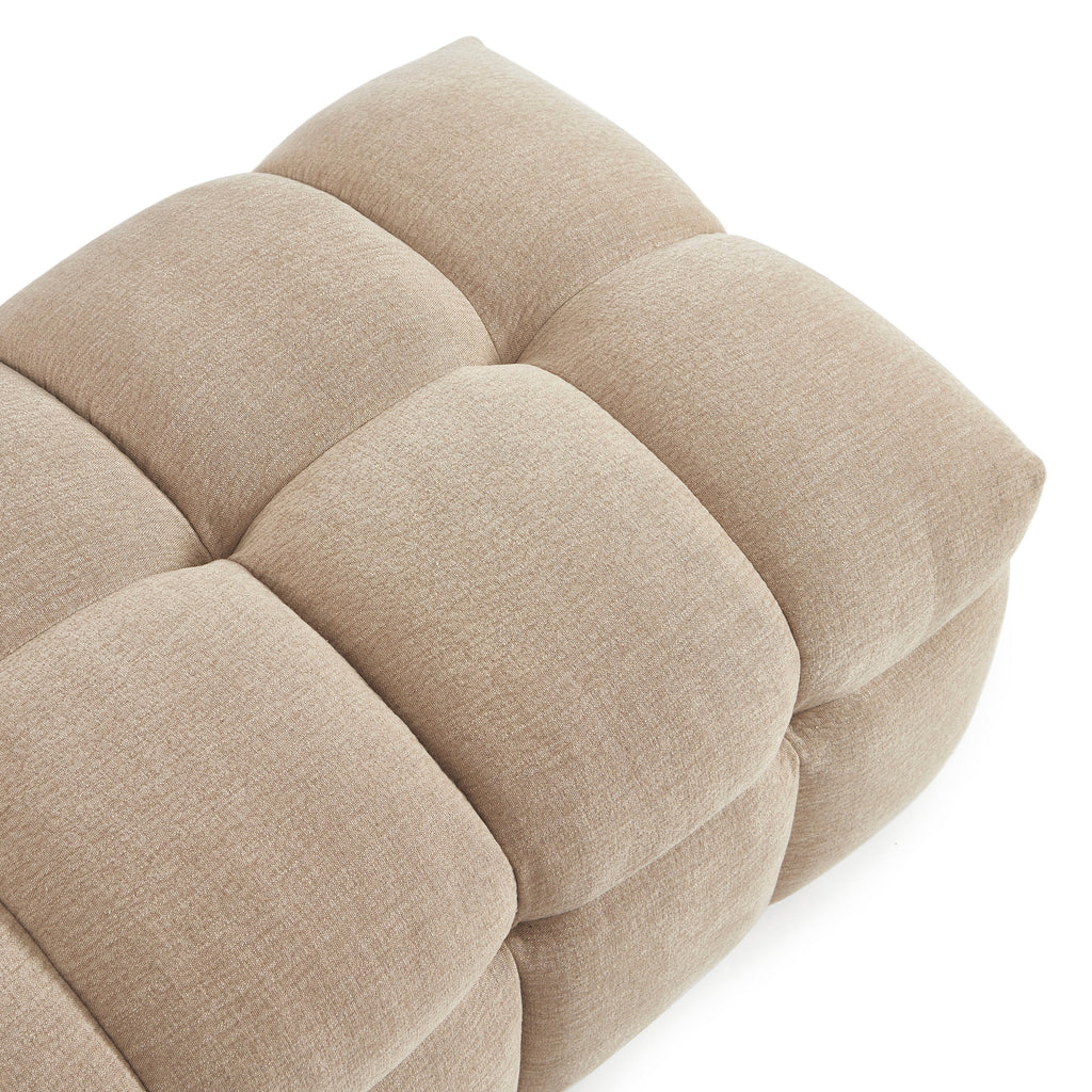 MOODY Chenille Fabric Pouf – Off-Beige