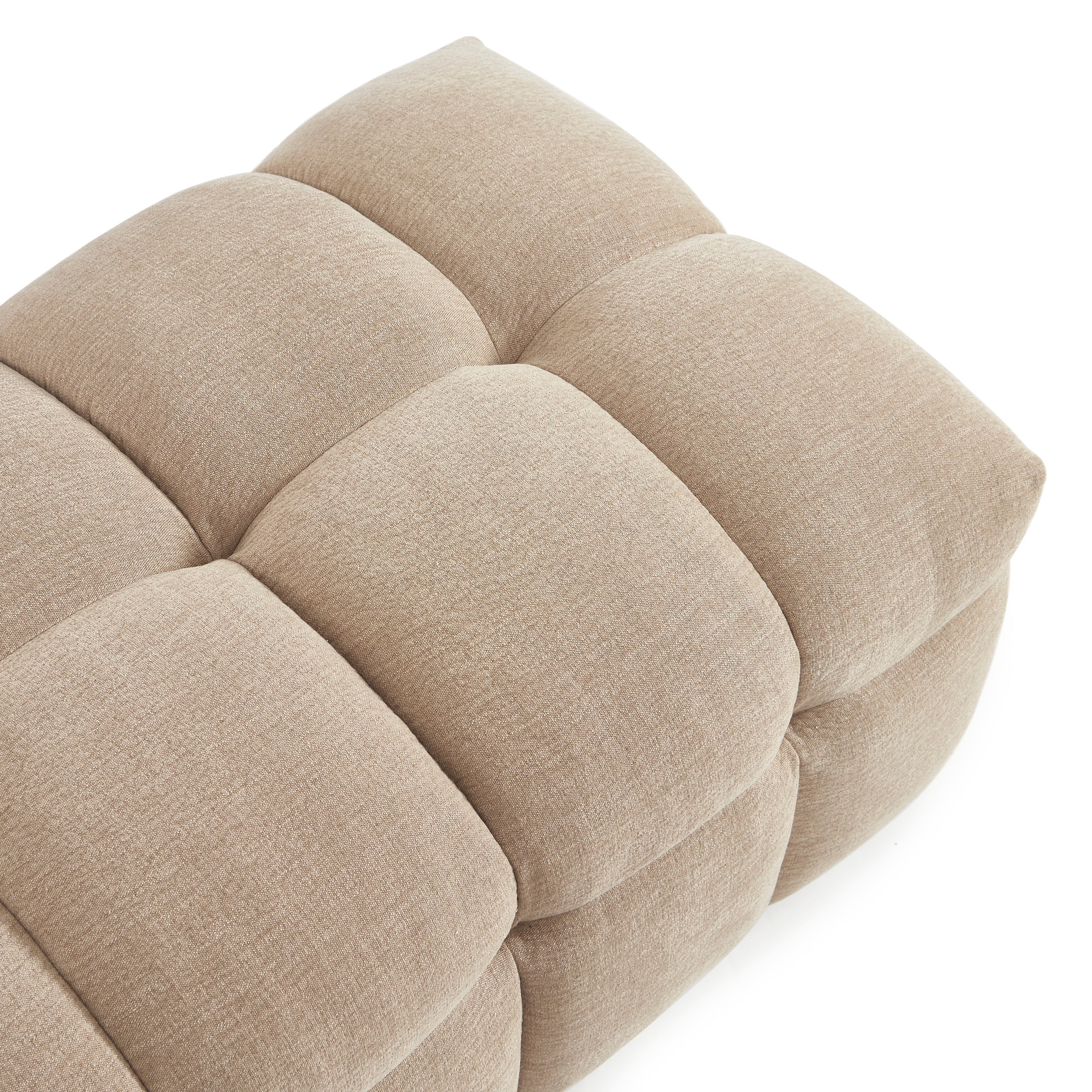 MOODY Chenille Fabric Pouf – Off-Beige