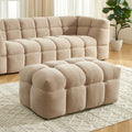 MOODY Chenille Fabric Pouf – Off- Beige