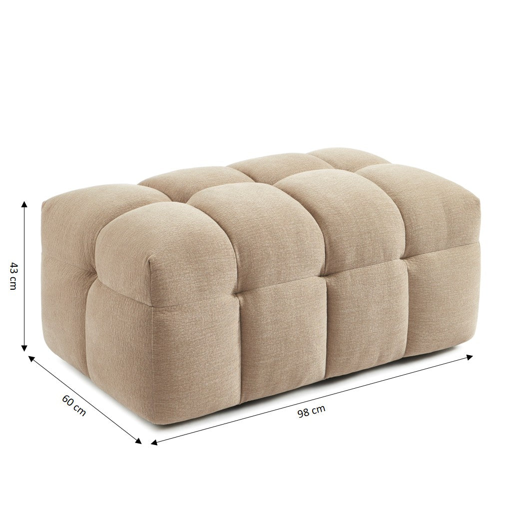 MOODY Chenille Fabric Pouf – Off-White