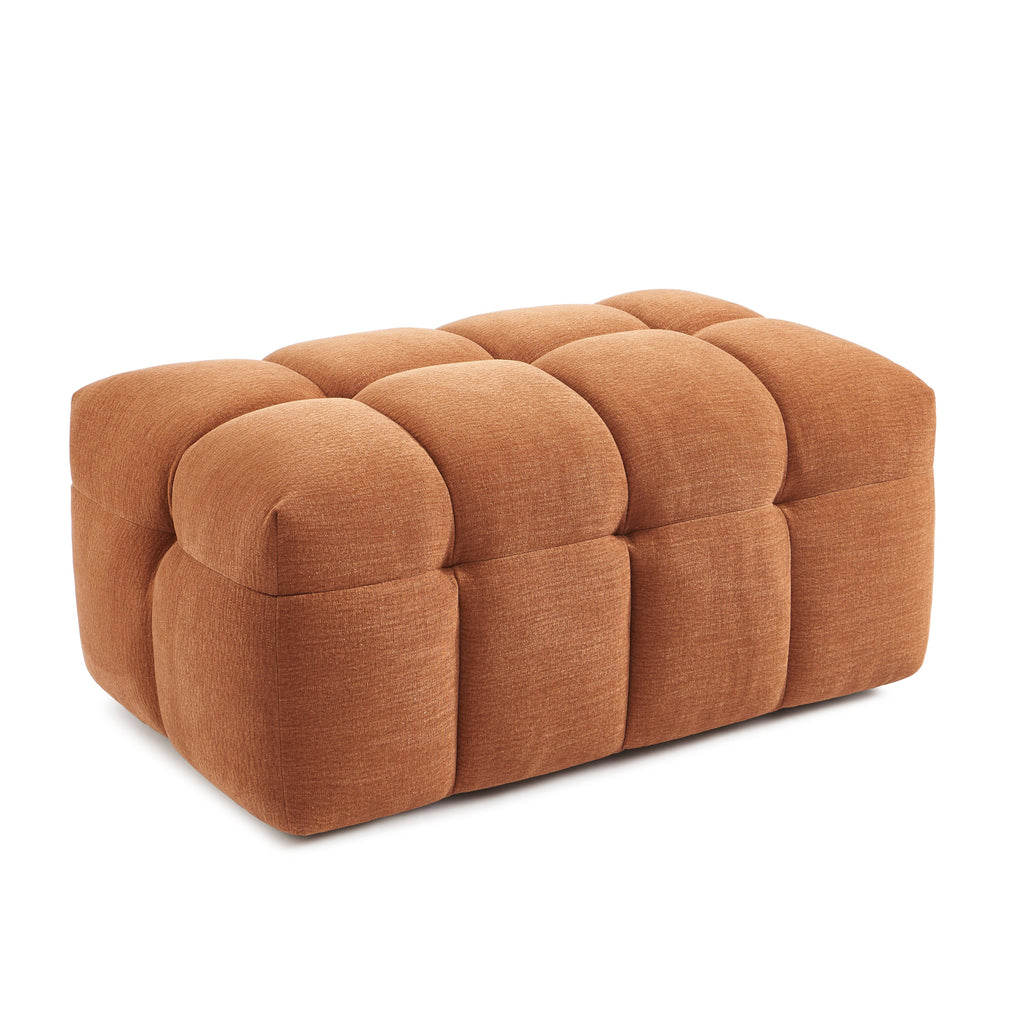 MOODY Chenille Fabric Pouf – Orange