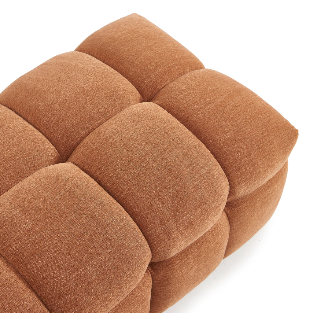 MOODY Chenille Fabric Pouf – Orange