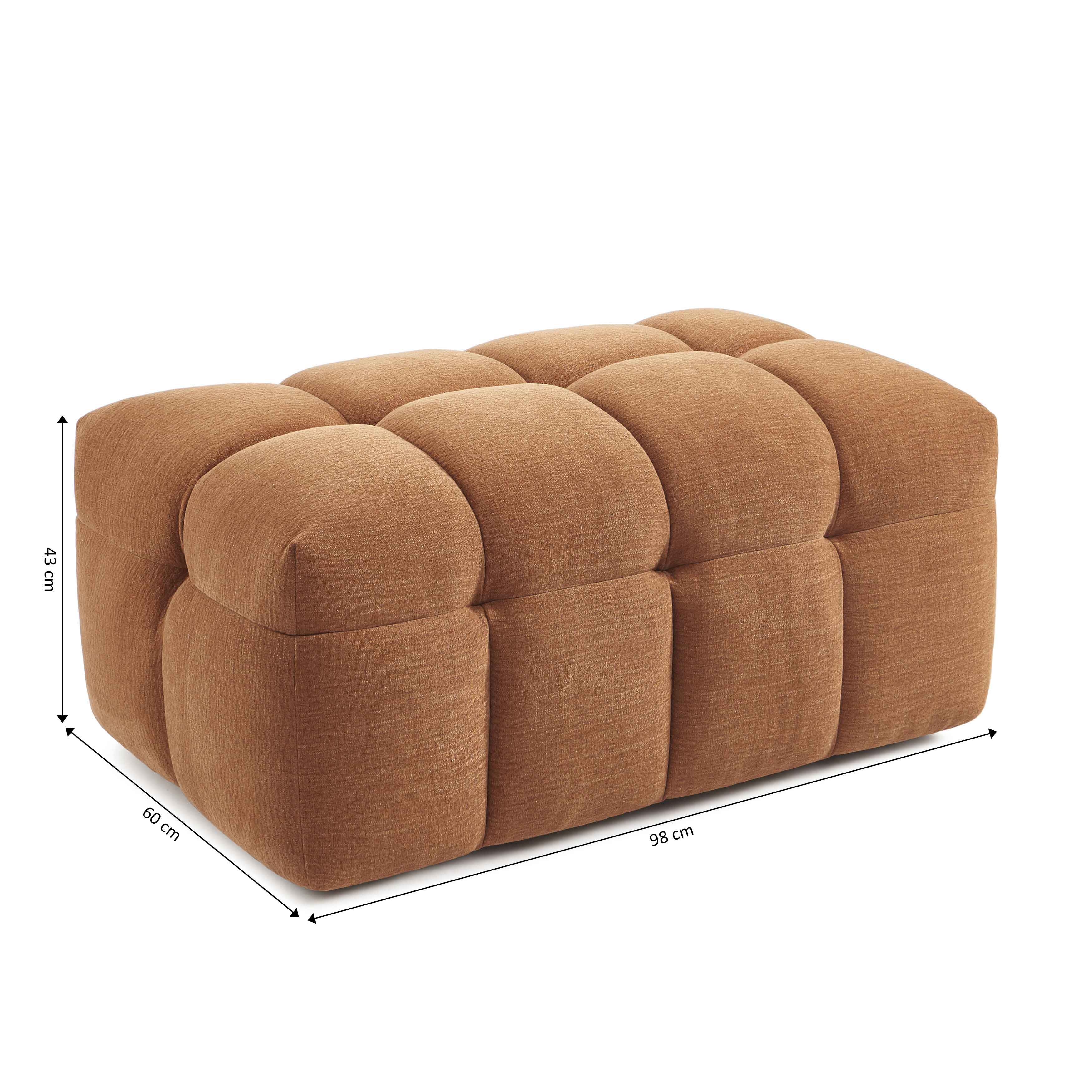 MOODY Chenille Fabric Pouf – Orange