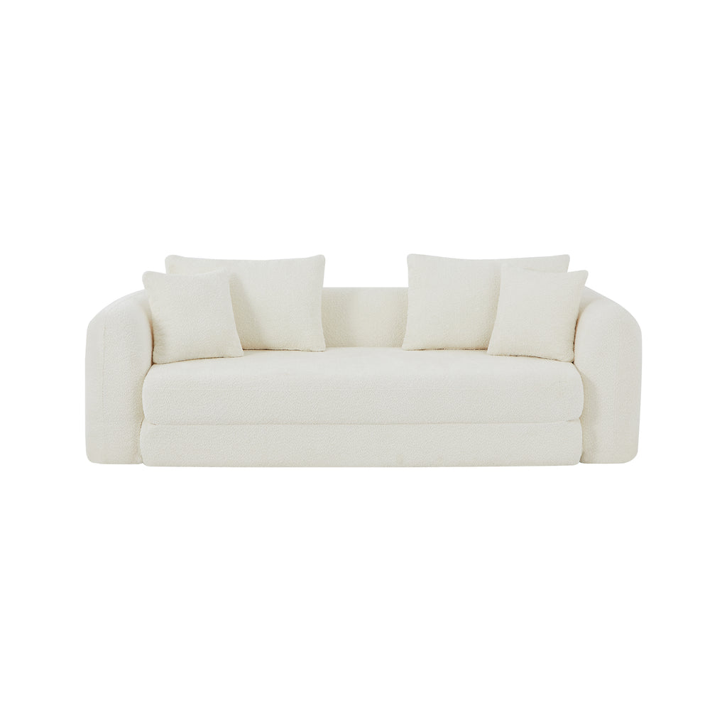 Sofa droit compresse Convertible MORPHEO 3 places Fabric bouclette Beige