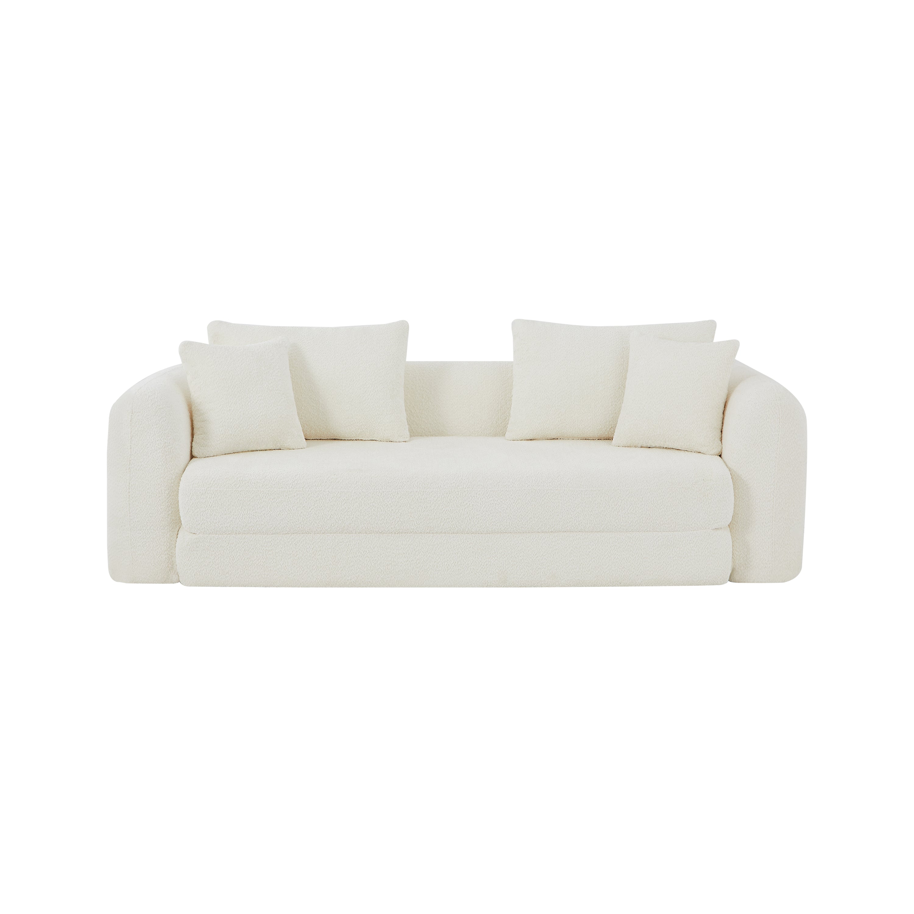 Sofa droit compresse Convertible MORPHEO 3 places Fabric bouclette Beige